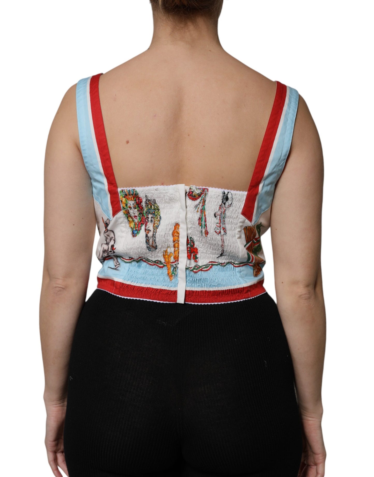 Dolce & Gabbana – Kurzes Oberteil mit Sweetheart-Ausschnitt und Gemüseprint in Weiß