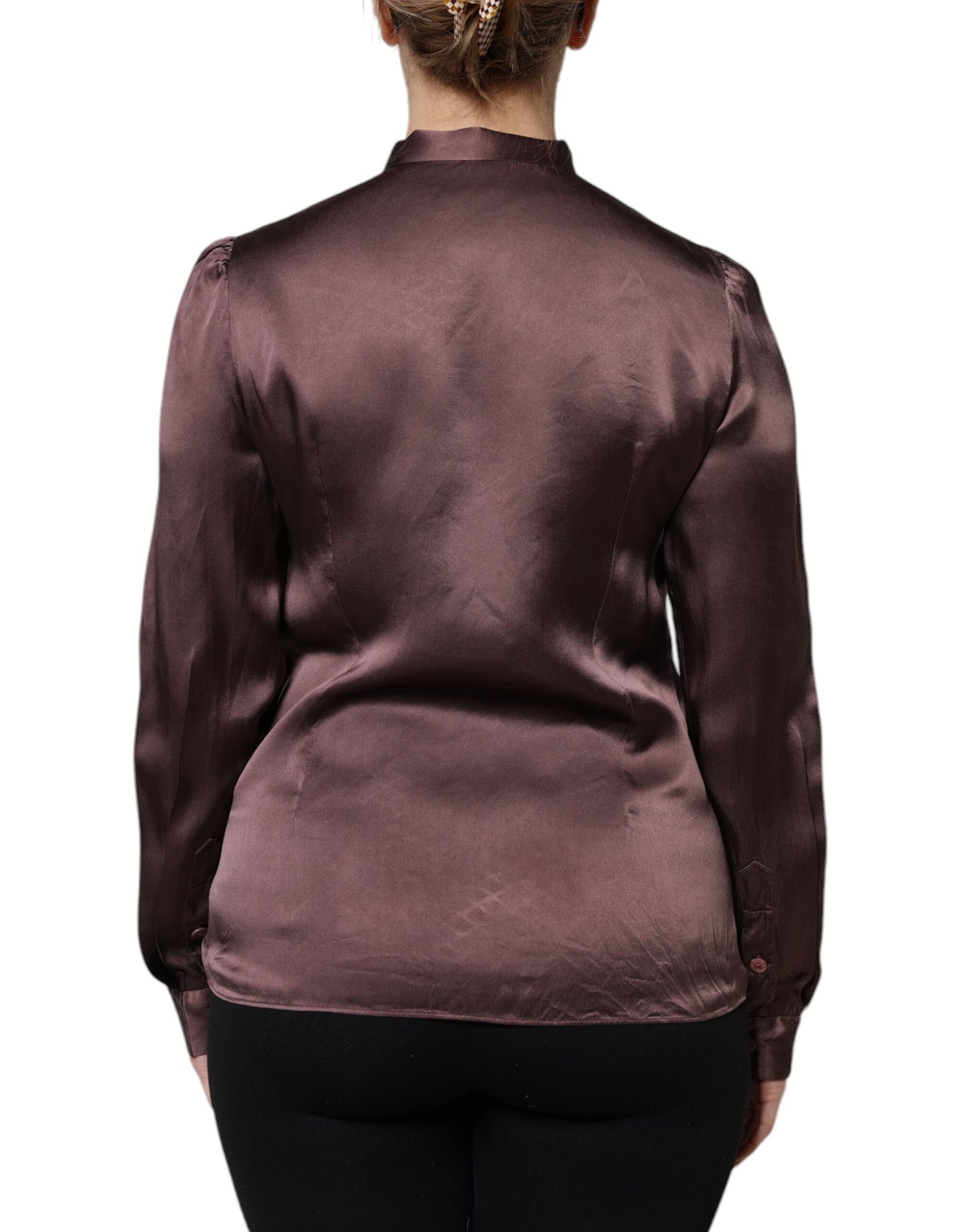 Chemisier à manches longues et col Ascot marron Dolce & Gabbana