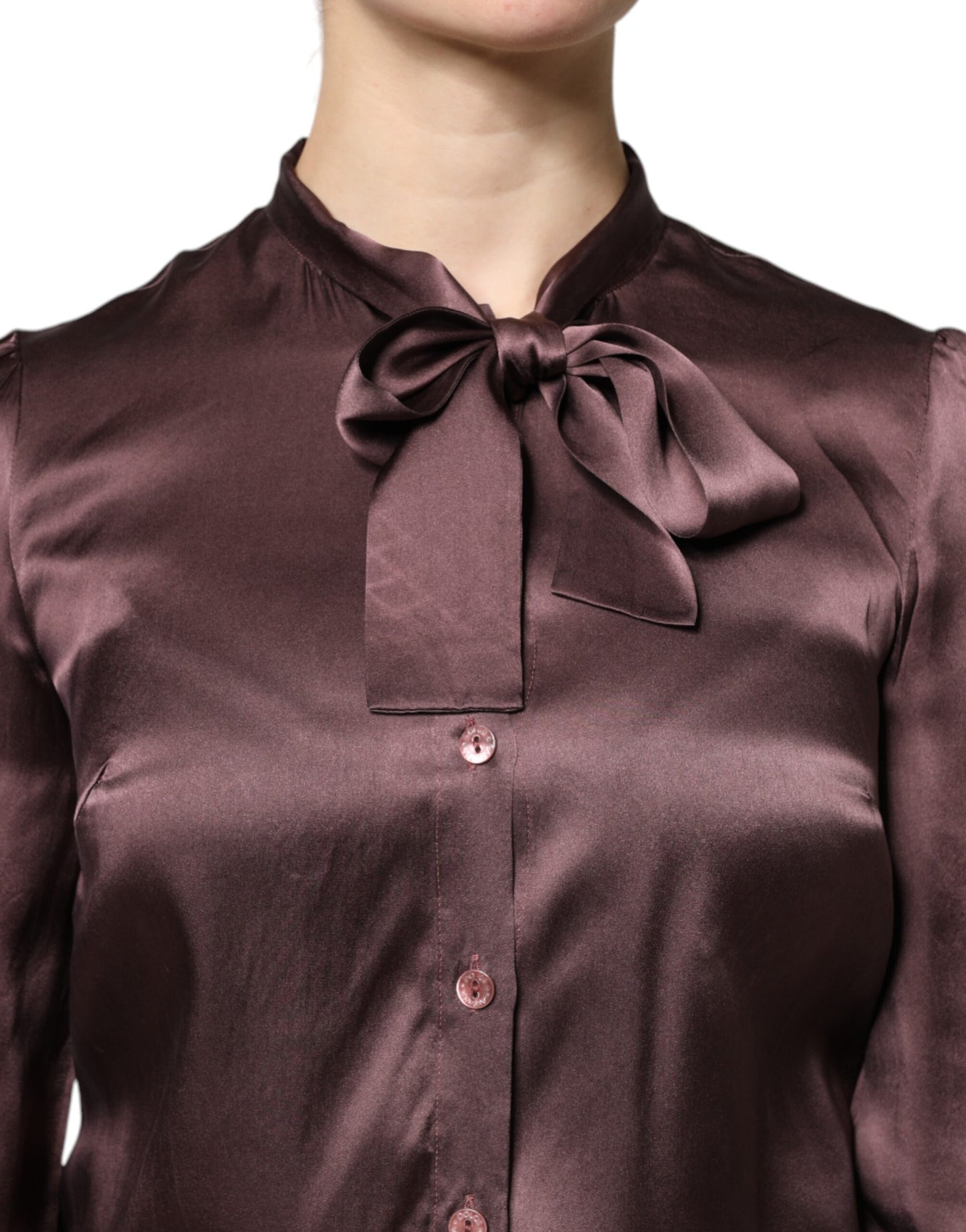 Chemisier à manches longues et col Ascot marron Dolce & Gabbana