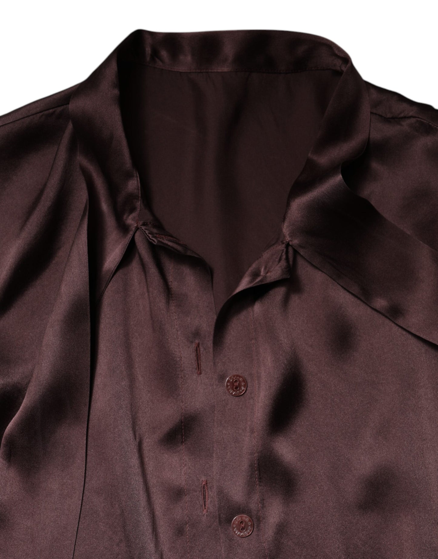 Chemisier à manches longues et col Ascot marron Dolce & Gabbana