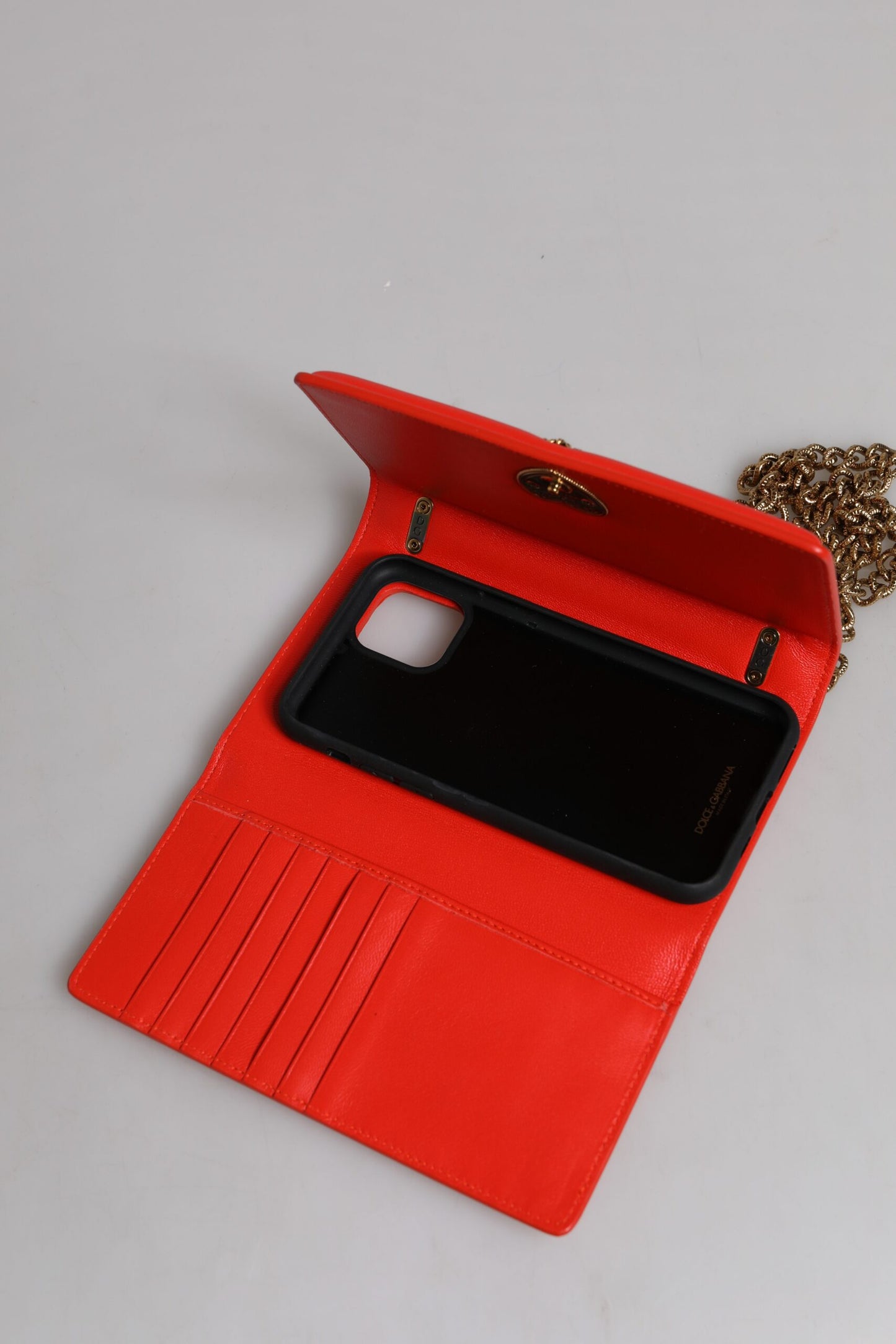 Dolce & Gabbana – Rote, gesteppte Devotion-Umhängetasche mit Handyhülle und Kette