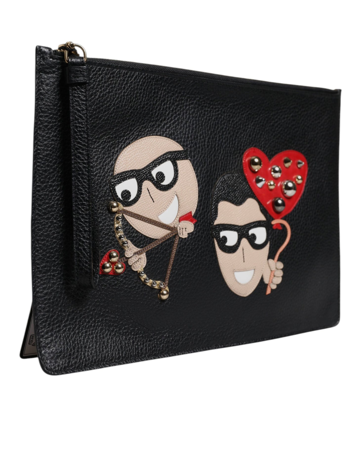 Pochette en cuir noir à ornements Dolce & Gabbana #DGFamily