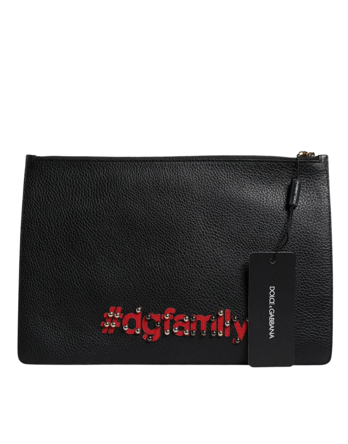 Pochette en cuir noir à ornements Dolce & Gabbana #DGFamily