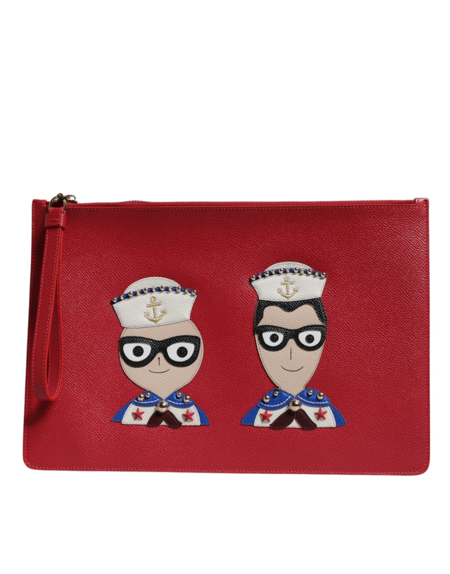 Pochette en cuir ornée Dolce & Gabbana rouge #DGFamily