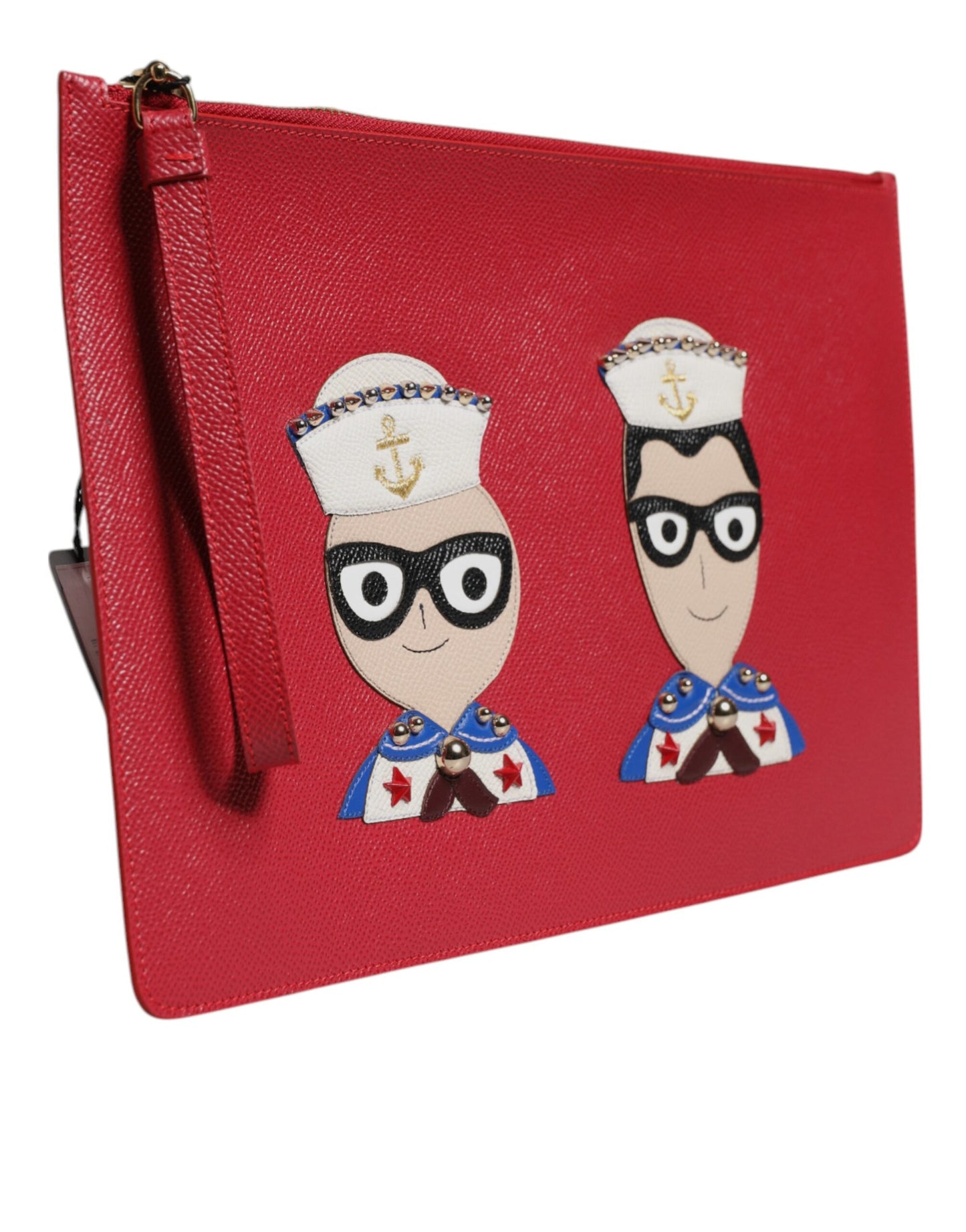 Pochette en cuir ornée Dolce & Gabbana rouge #DGFamily