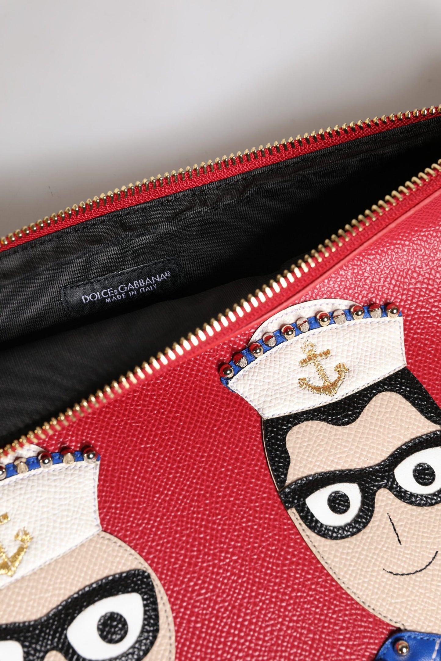 Pochette en cuir ornée Dolce & Gabbana rouge #DGFamily