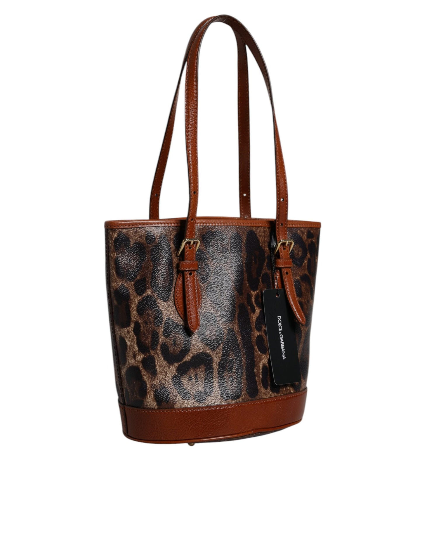 Sac fourre-tout à bandoulière en cuir léopard marron Dolce & Gabbana