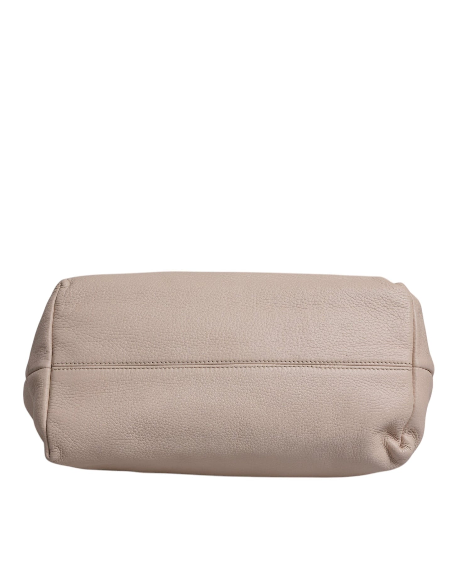 Sac fourre-tout à poignée supérieure en cuir de cerf rose clair Dolce & Gabbana avec plaque logo