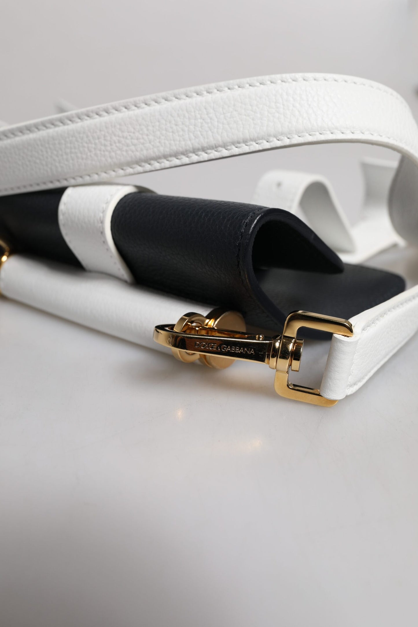 Sac bandoulière Dolce & Gabbana en cuir de veau bleu et blanc