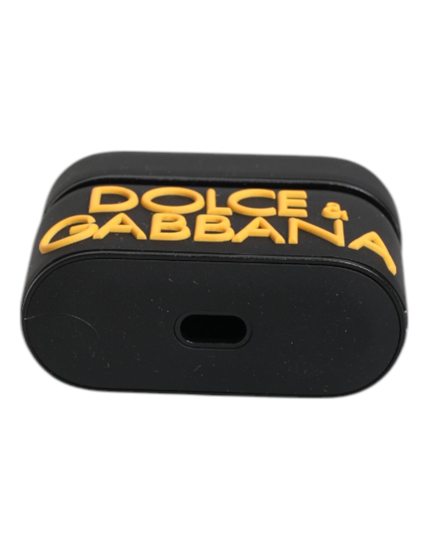 Dolce & Gabbana Black Yellow Silicone Embossed Logo Airpods Case