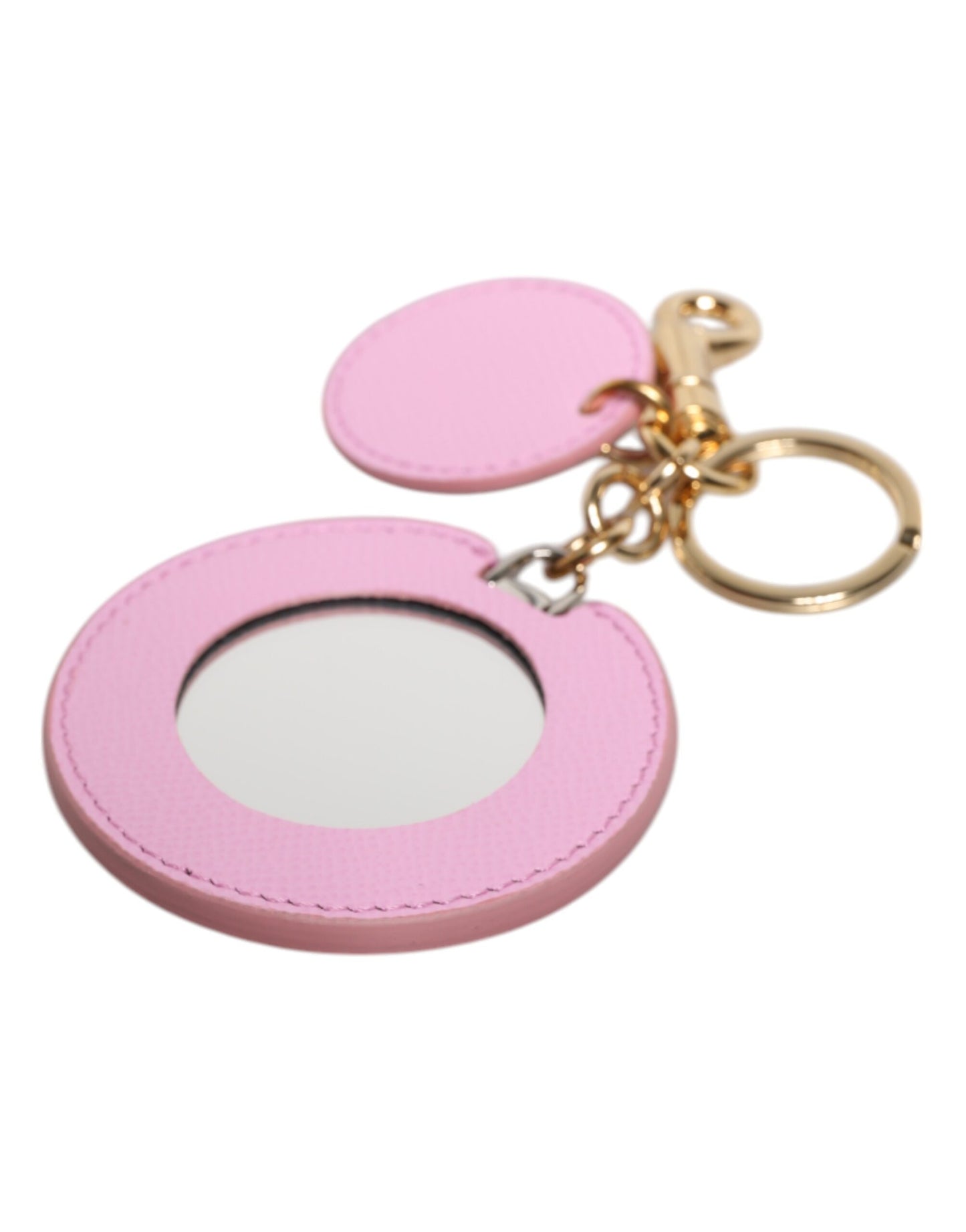 Porte-clés Dolce & Gabbana en cuir de veau rose avec logo imprimé en métal doré