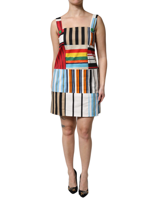 Robe sans manches à rayures multicolores en coton Dolce & Gabbana