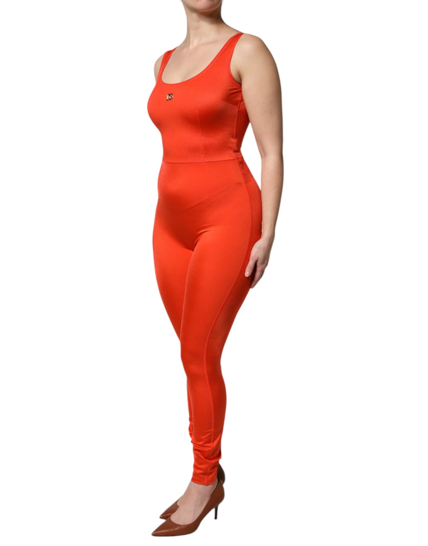 Robe combinaison moulante orange sans manches Dolce & Gabbana