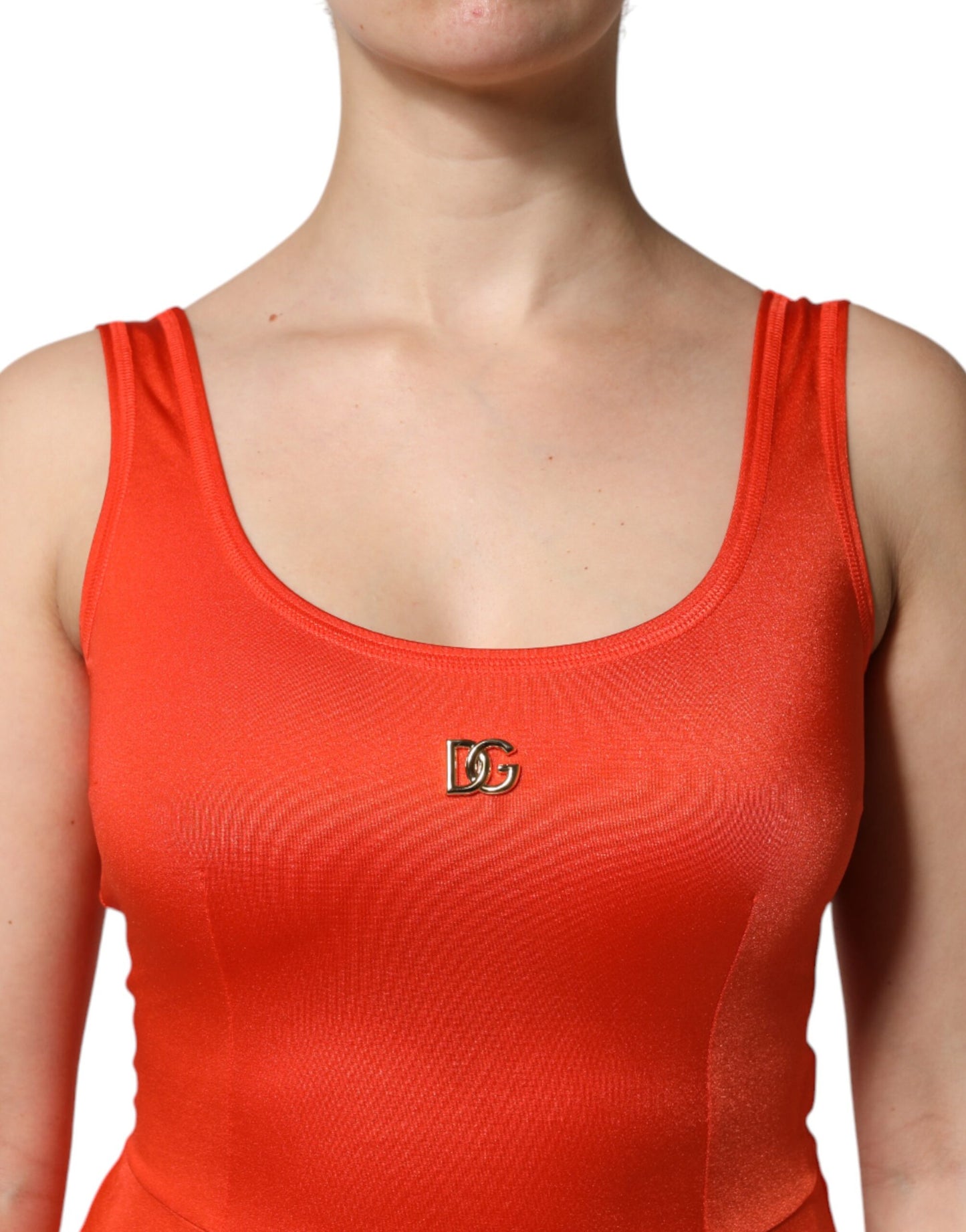 Robe combinaison moulante orange sans manches Dolce & Gabbana