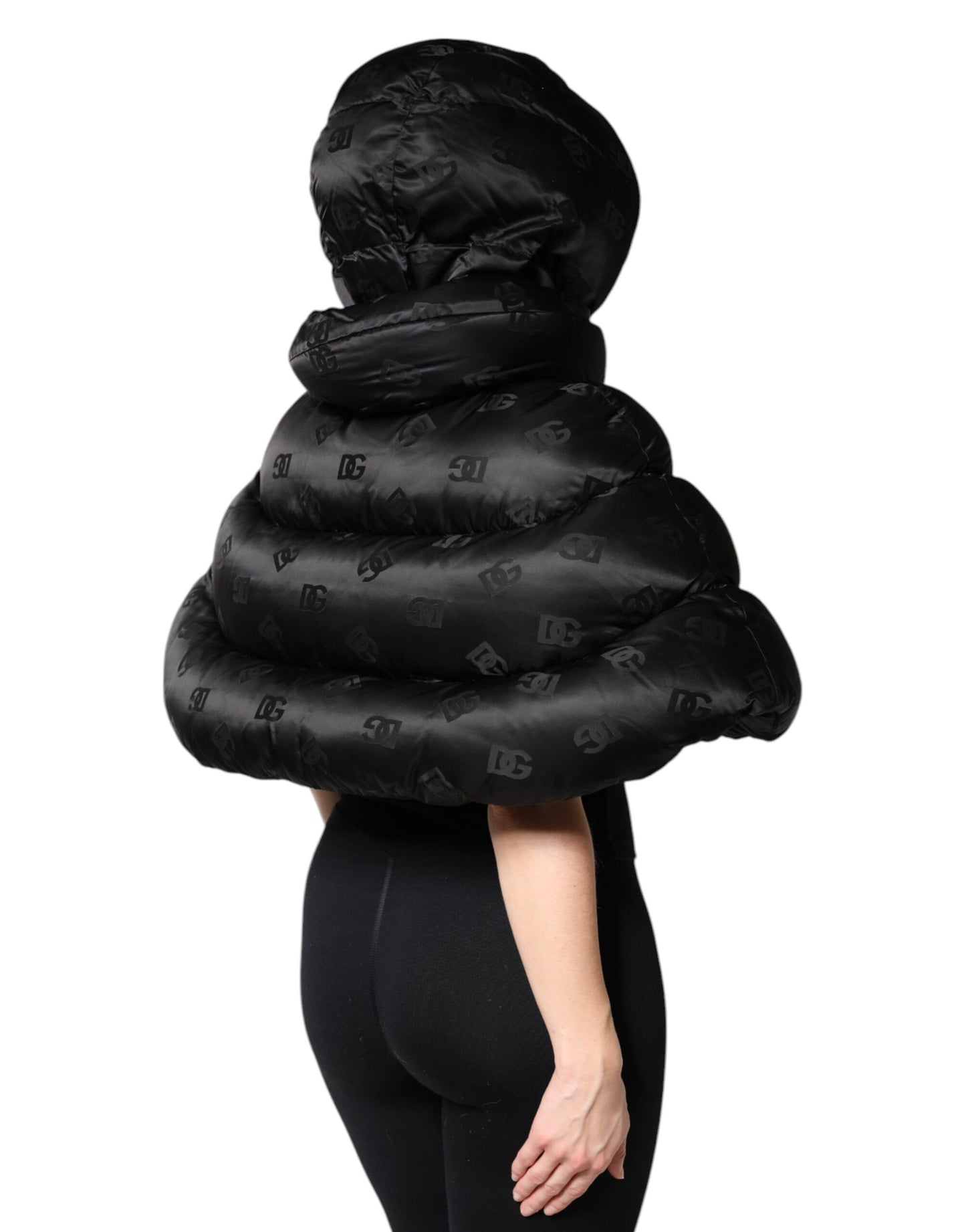 Dolce & Gabbana Doudoune courte noire à capuche et fermeture éclair intégrale