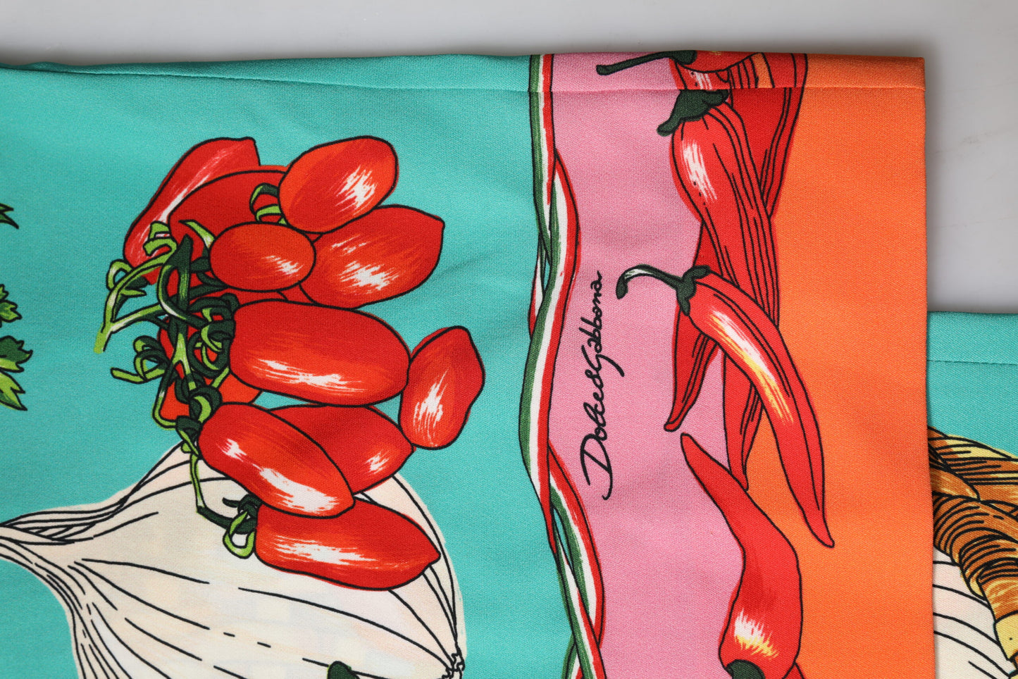 Pantalon droit imprimé en soie verte Dolce & Gabbana