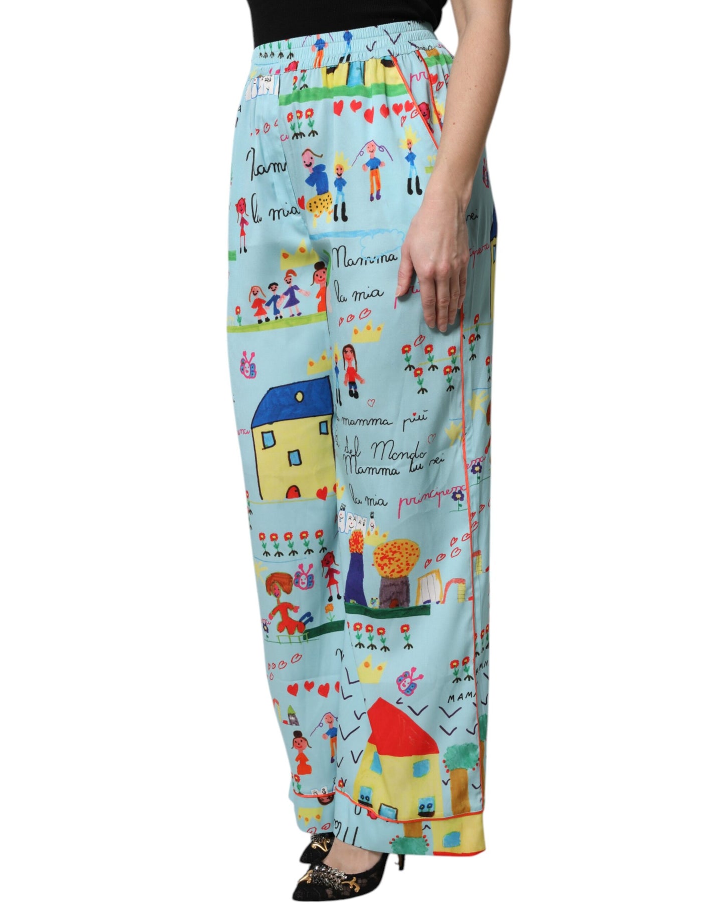 Pantalon large taille moyenne bleu clair Dolce & Gabbana