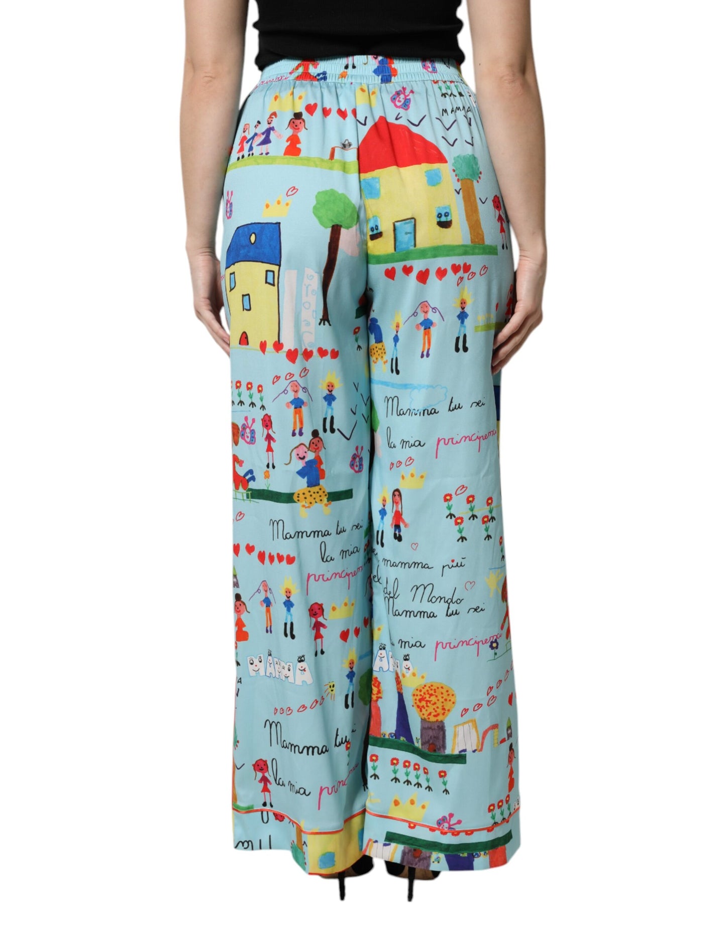 Pantalon large taille moyenne bleu clair Dolce & Gabbana