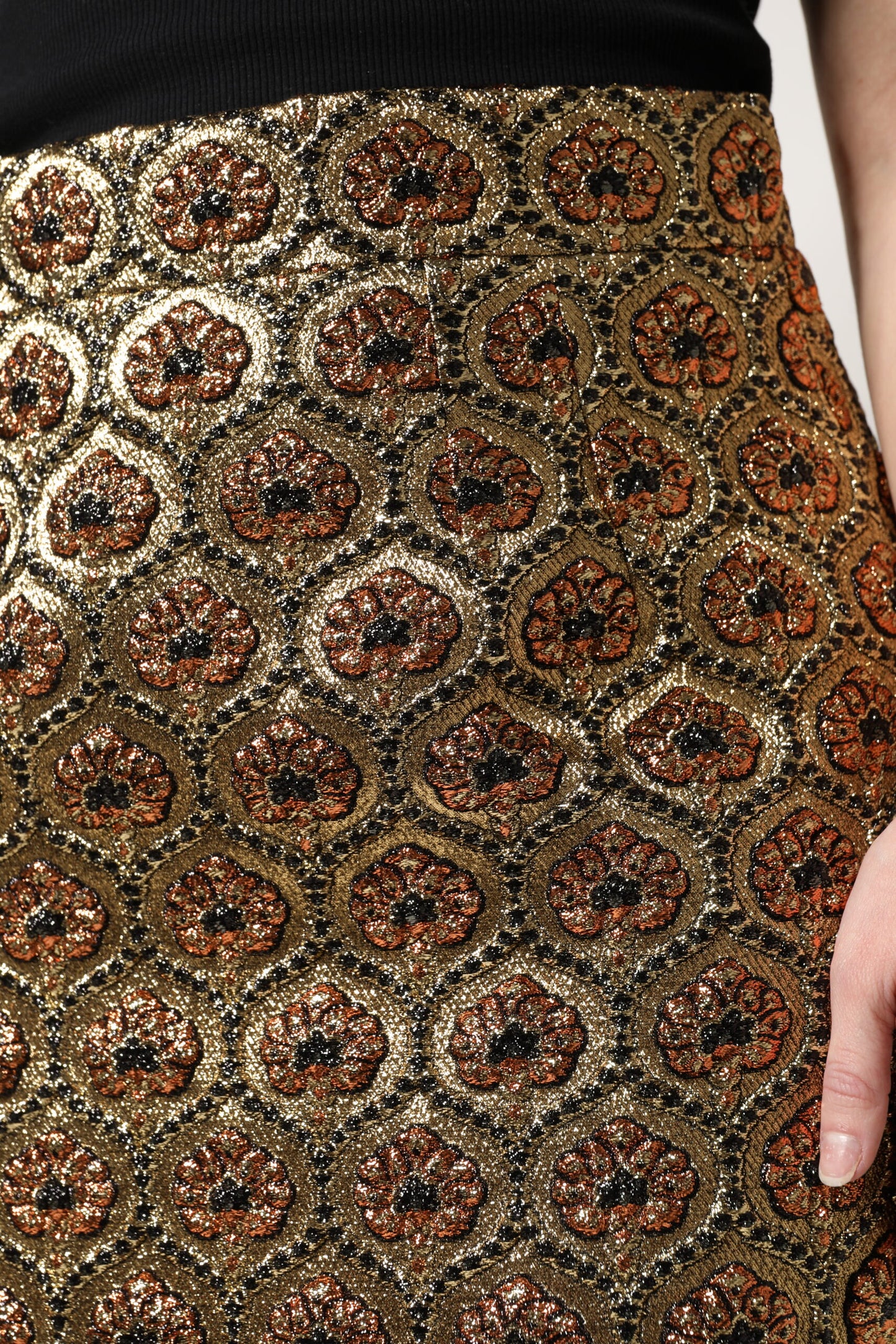 Mini-jupe trapèze en brocart de polyester marron Dolce & Gabbana
