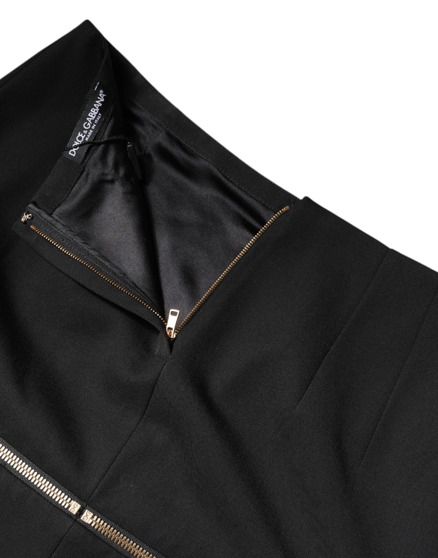 Mini-jupe taille haute en laine vierge noire Dolce & Gabbana