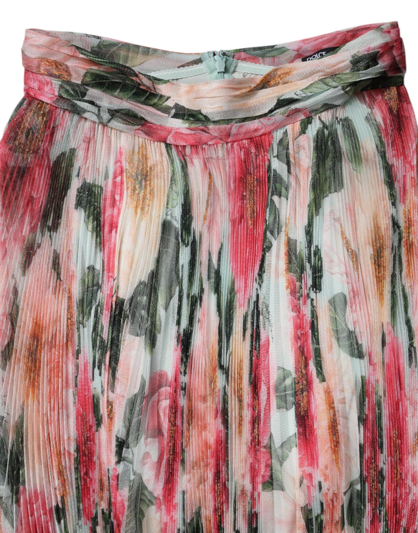 Jupe midi taille haute à fleurs en soie multicolore Dolce & Gabbana