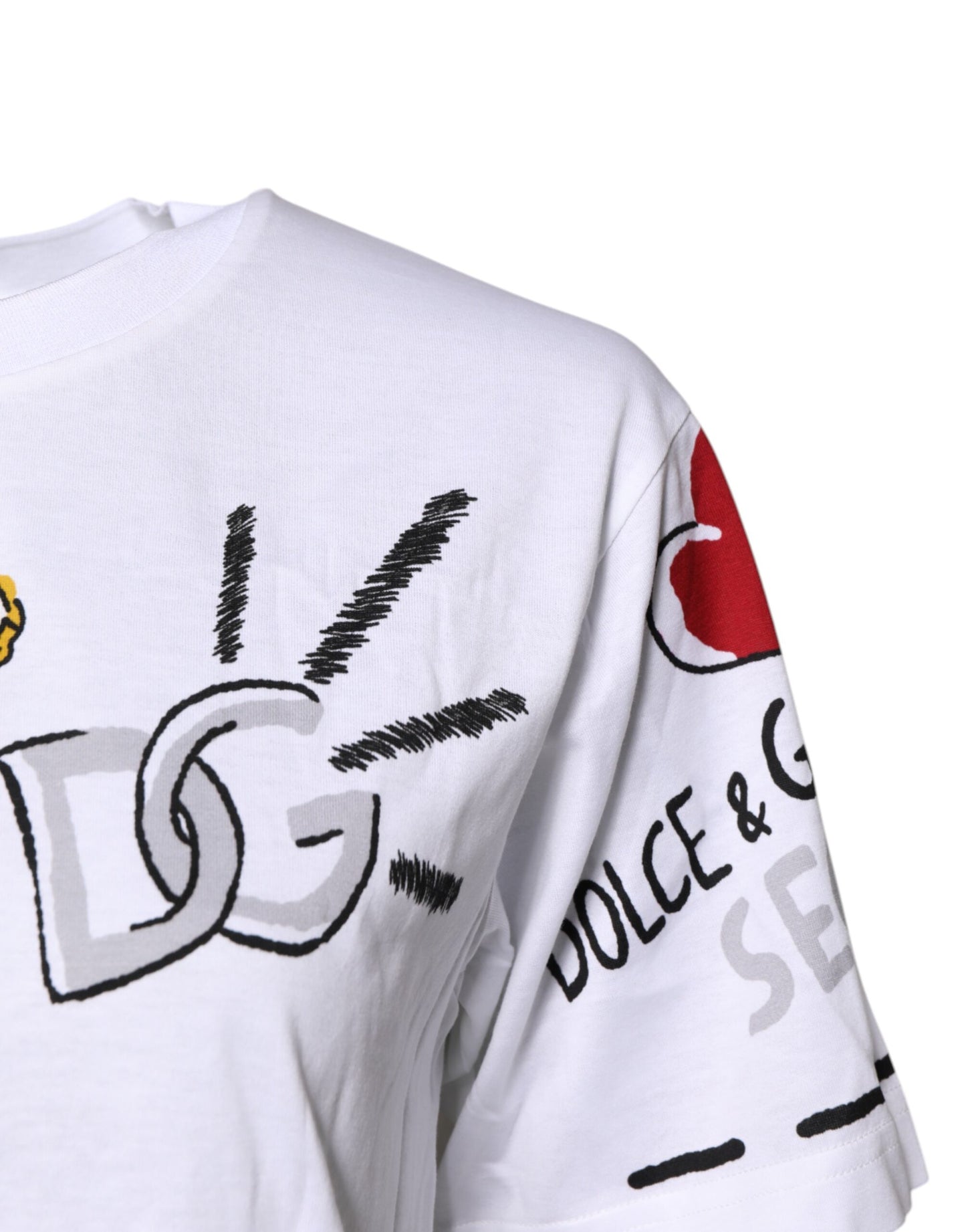 Dolce & Gabbana Weißes, kurzärmliges, bedrucktes Jersey-T-Shirt