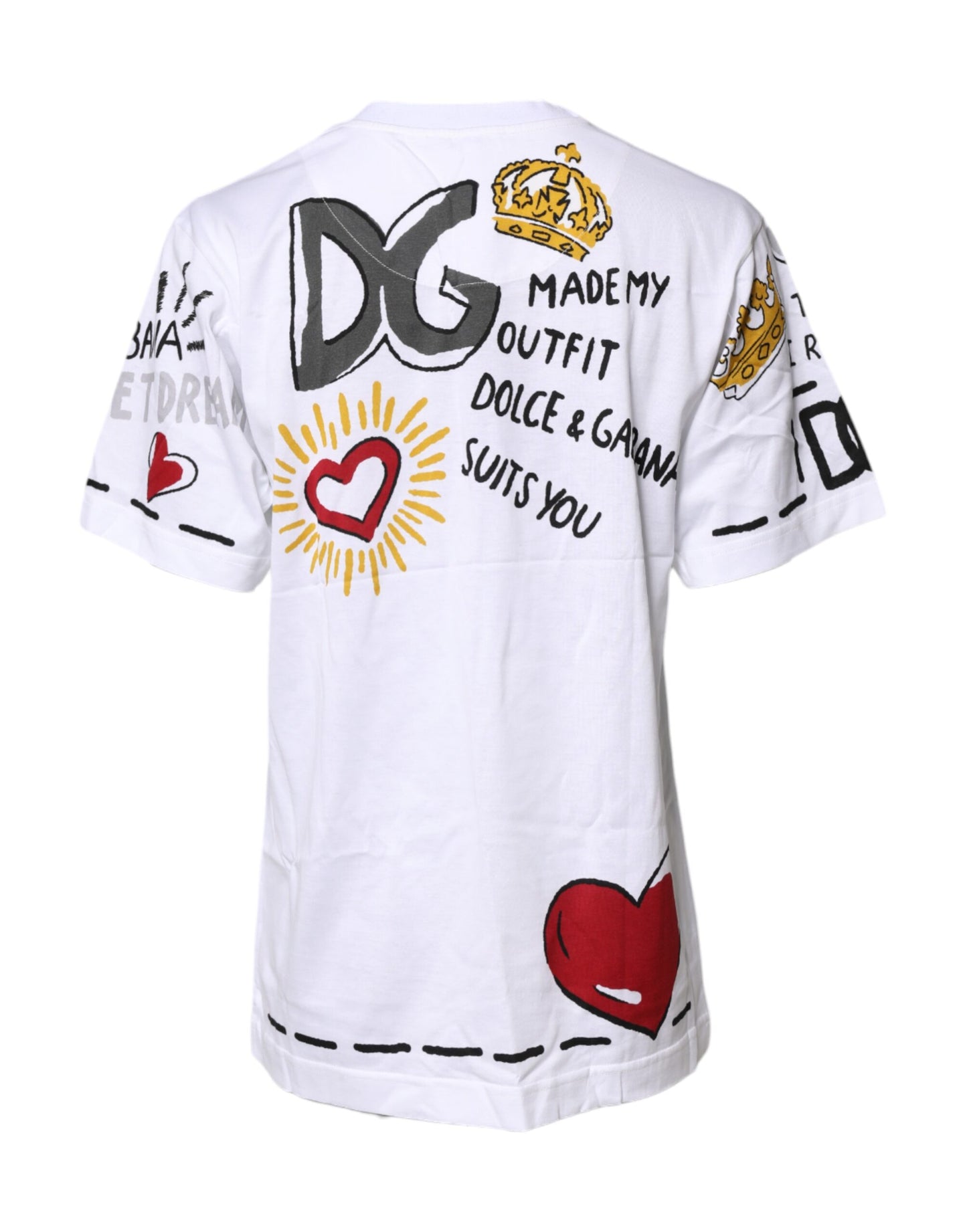 Dolce & Gabbana Weißes, kurzärmliges, bedrucktes Jersey-T-Shirt