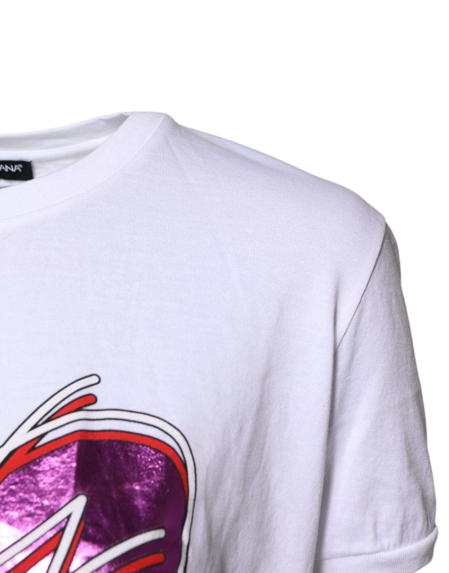 Dolce & Gabbana – Weißes bedrucktes T-Shirt aus Baumwolle mit Rundhalsausschnitt