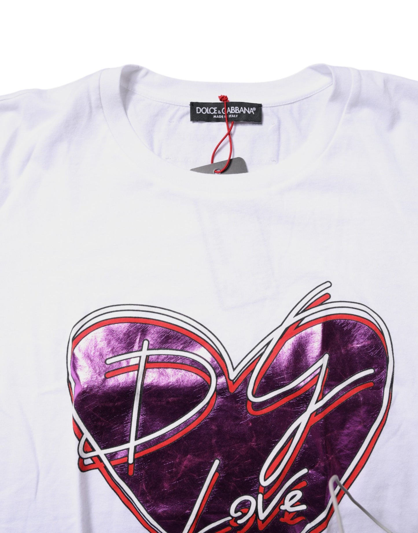 Dolce & Gabbana – Weißes bedrucktes T-Shirt aus Baumwolle mit Rundhalsausschnitt