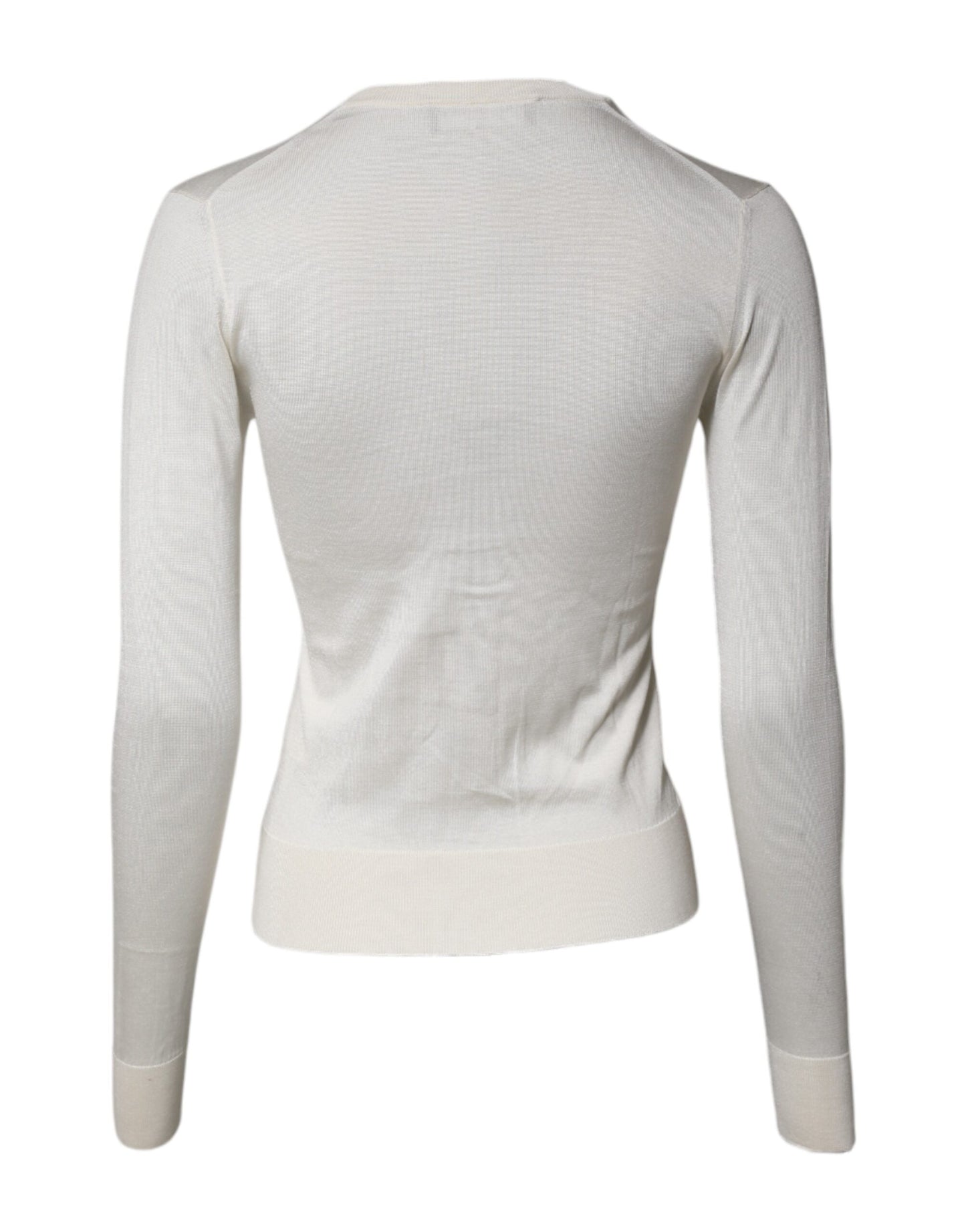 Pull cardigan en soie à fleurs crème Dolce & Gabbana