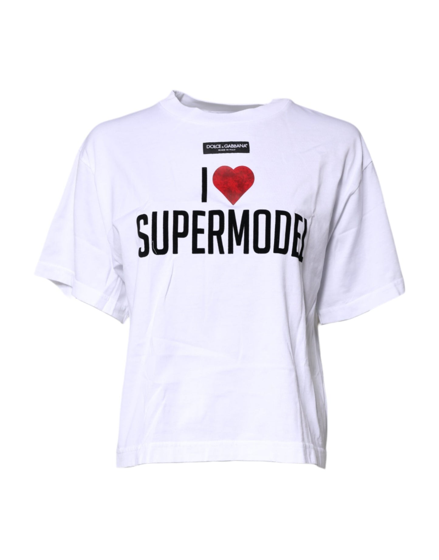 Dolce & Gabbana – Weißes bedrucktes Baumwoll-T-Shirt mit Rundhalsausschnitt