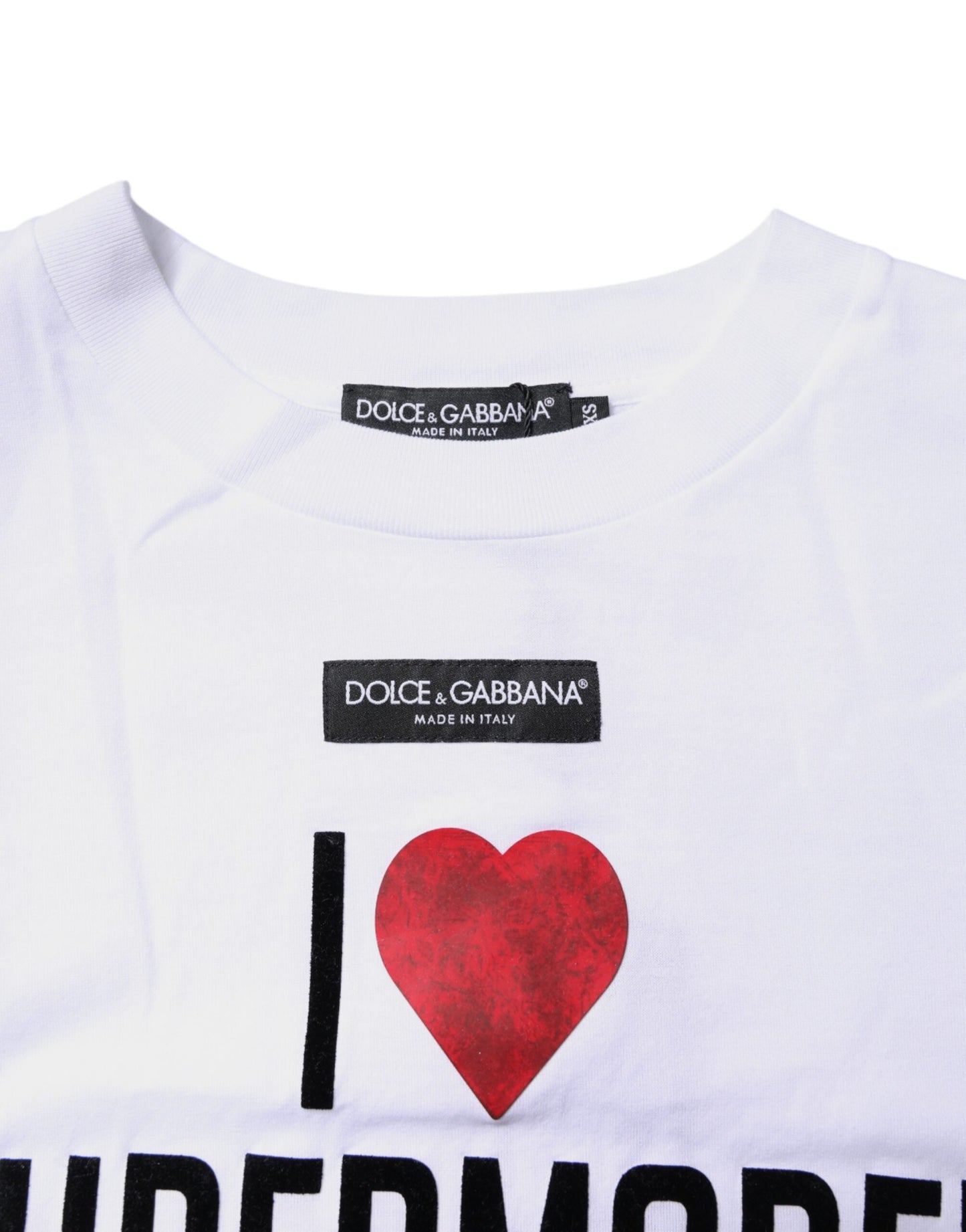 Dolce & Gabbana – Weißes bedrucktes Baumwoll-T-Shirt mit Rundhalsausschnitt