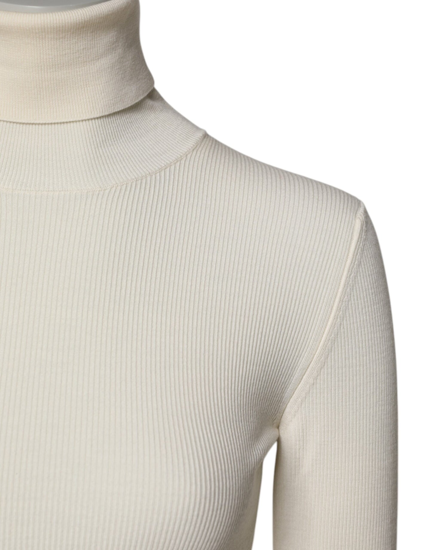 Pull slim à col roulé et manches longues crème Dolce & Gabbana