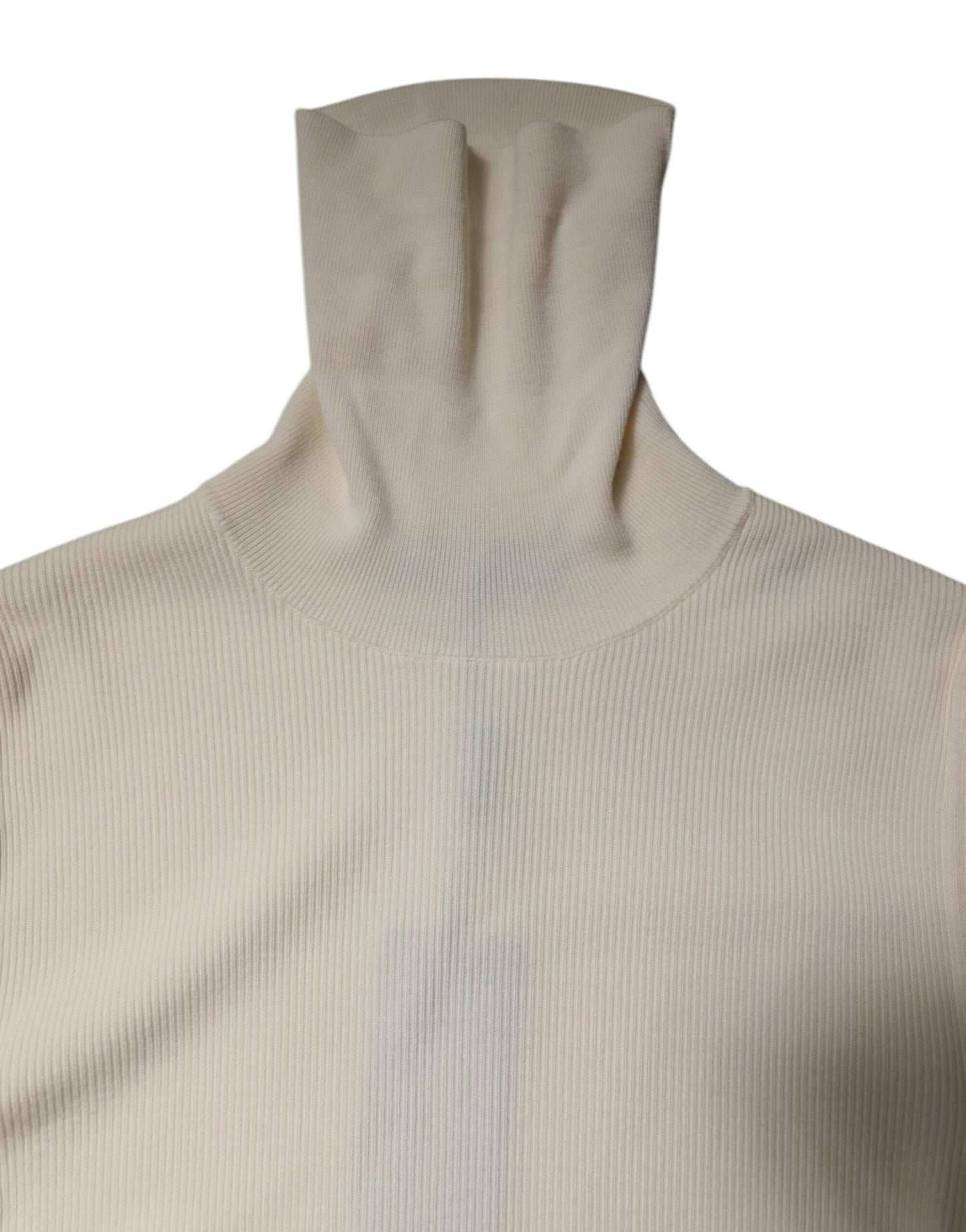 Pull slim à col roulé et manches longues crème Dolce & Gabbana