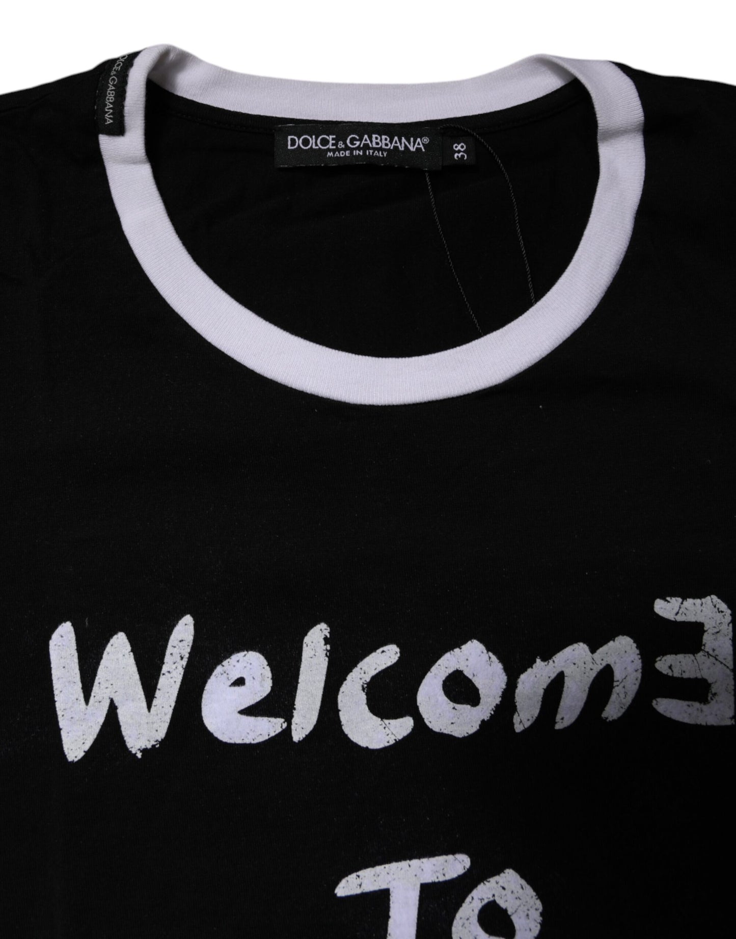 T-shirt en coton noir à col rond imprimé Dolce & Gabbana