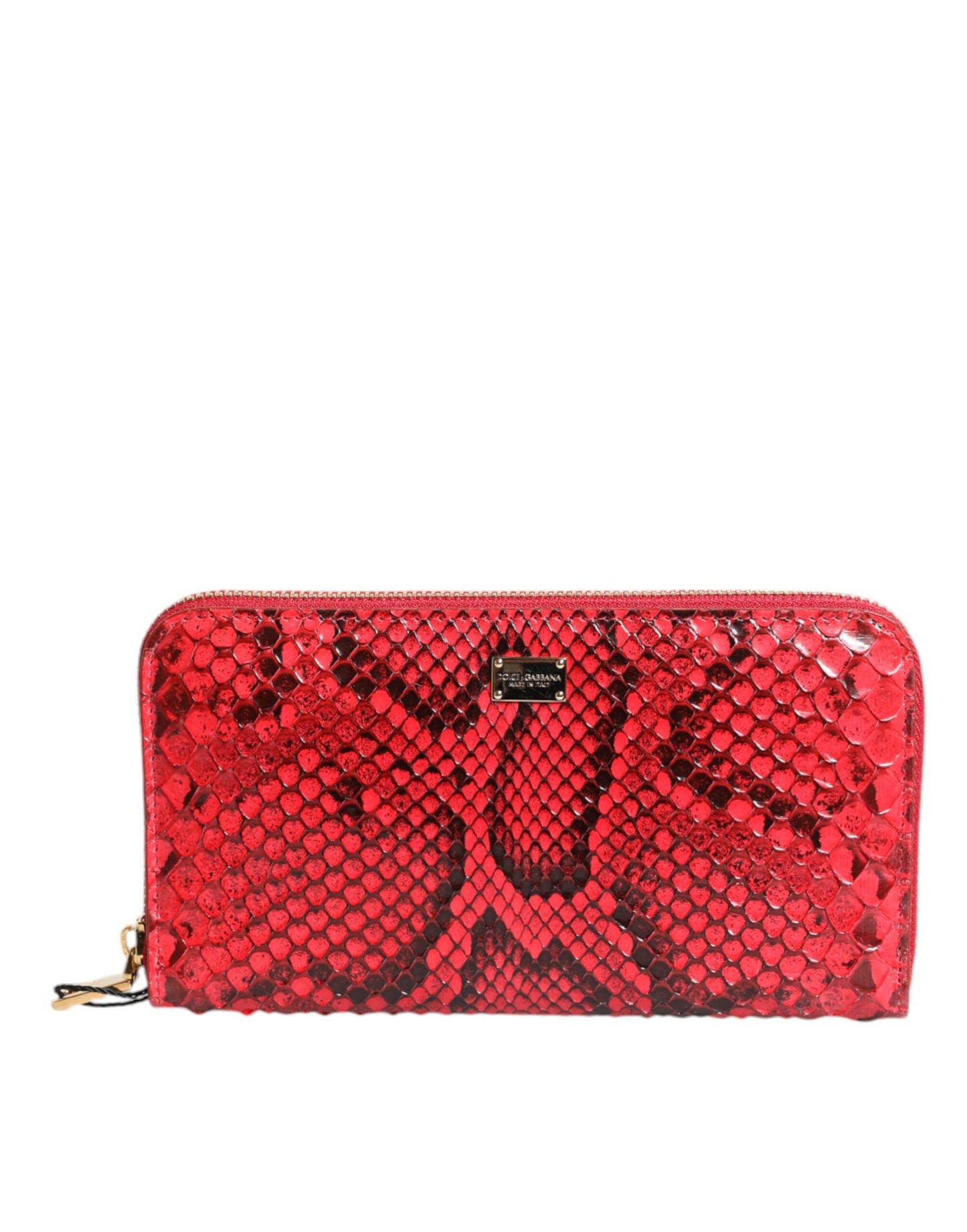 Dolce & Gabbana – Continental-Clutch aus rotem Exotenleder mit Rundum-Reißverschluss