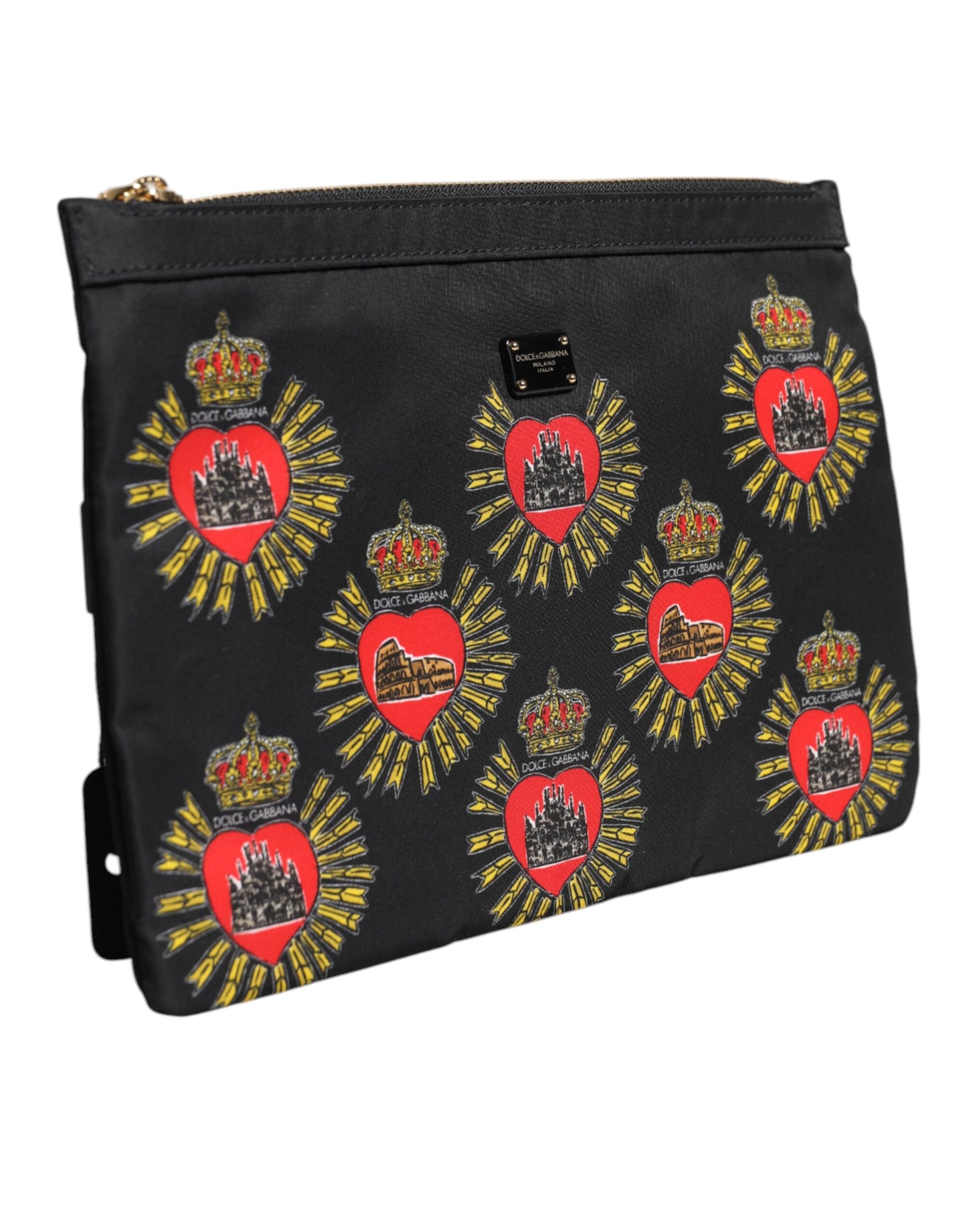 Pochette Sacred Heart en nylon noir et rouge Dolce & Gabbana