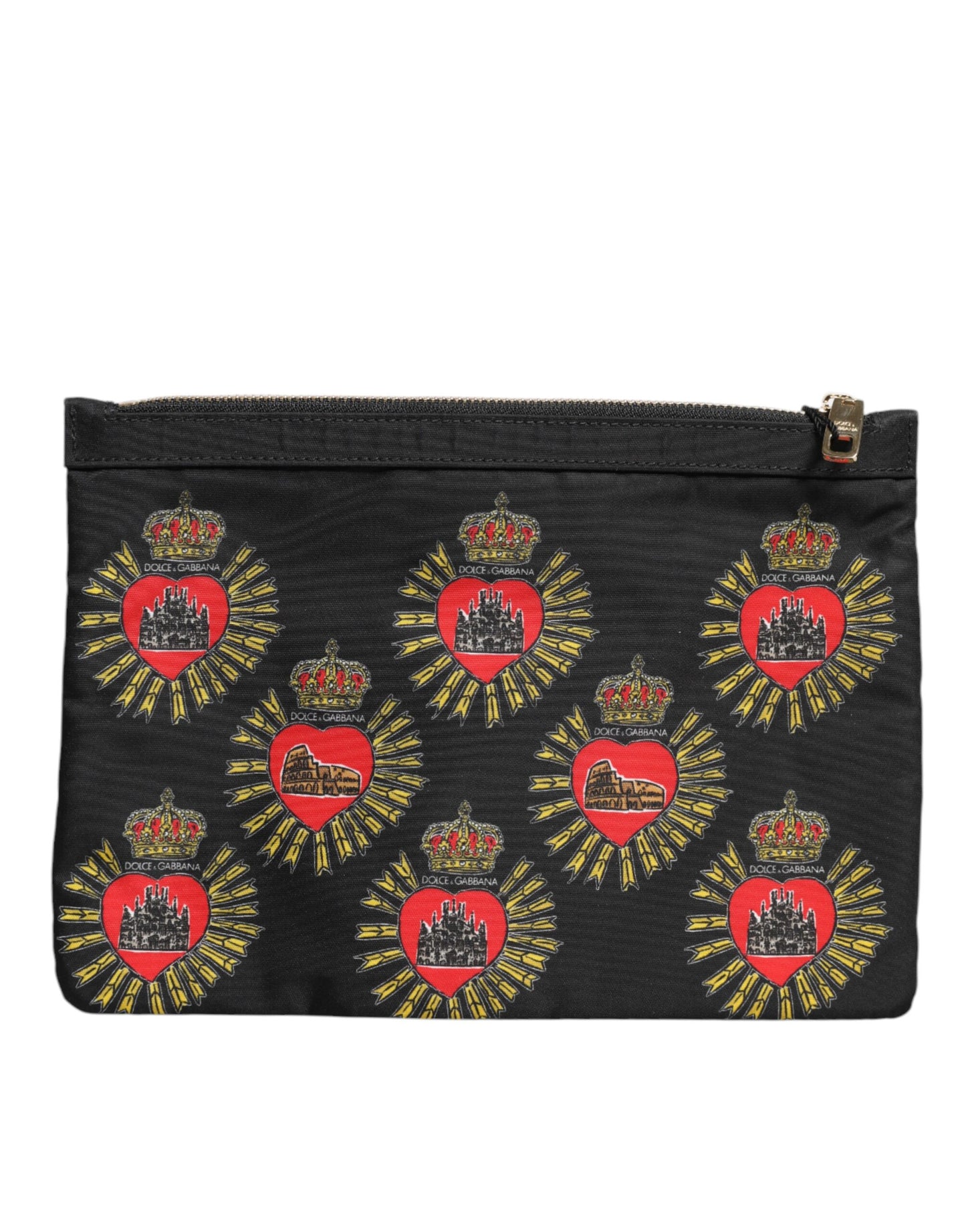 Pochette Sacred Heart en nylon noir et rouge Dolce & Gabbana