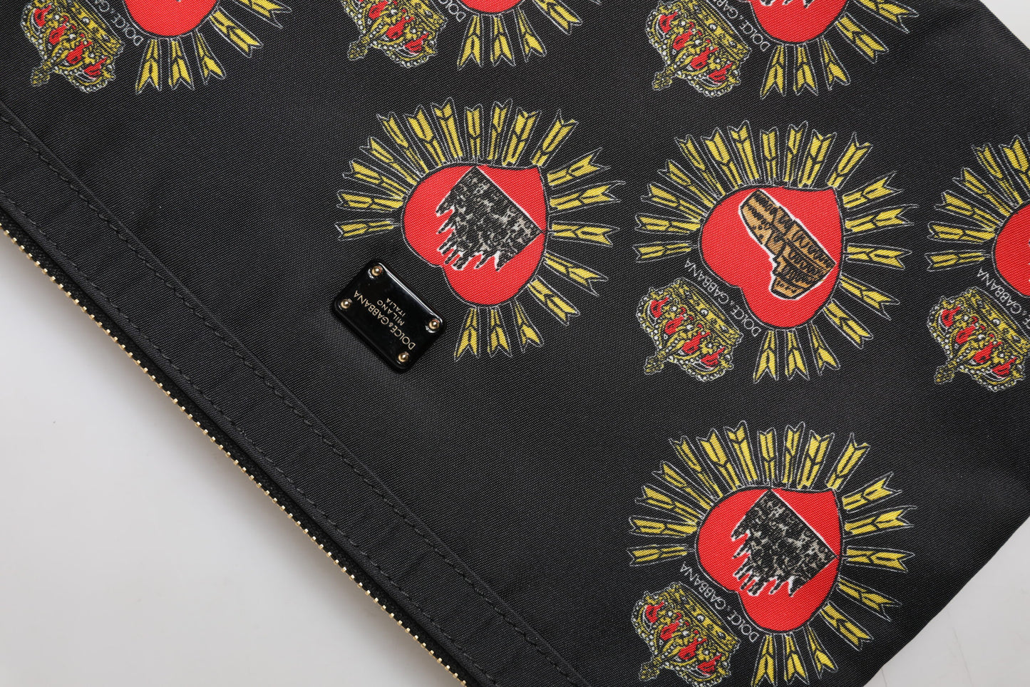 Pochette Sacred Heart en nylon noir et rouge Dolce & Gabbana