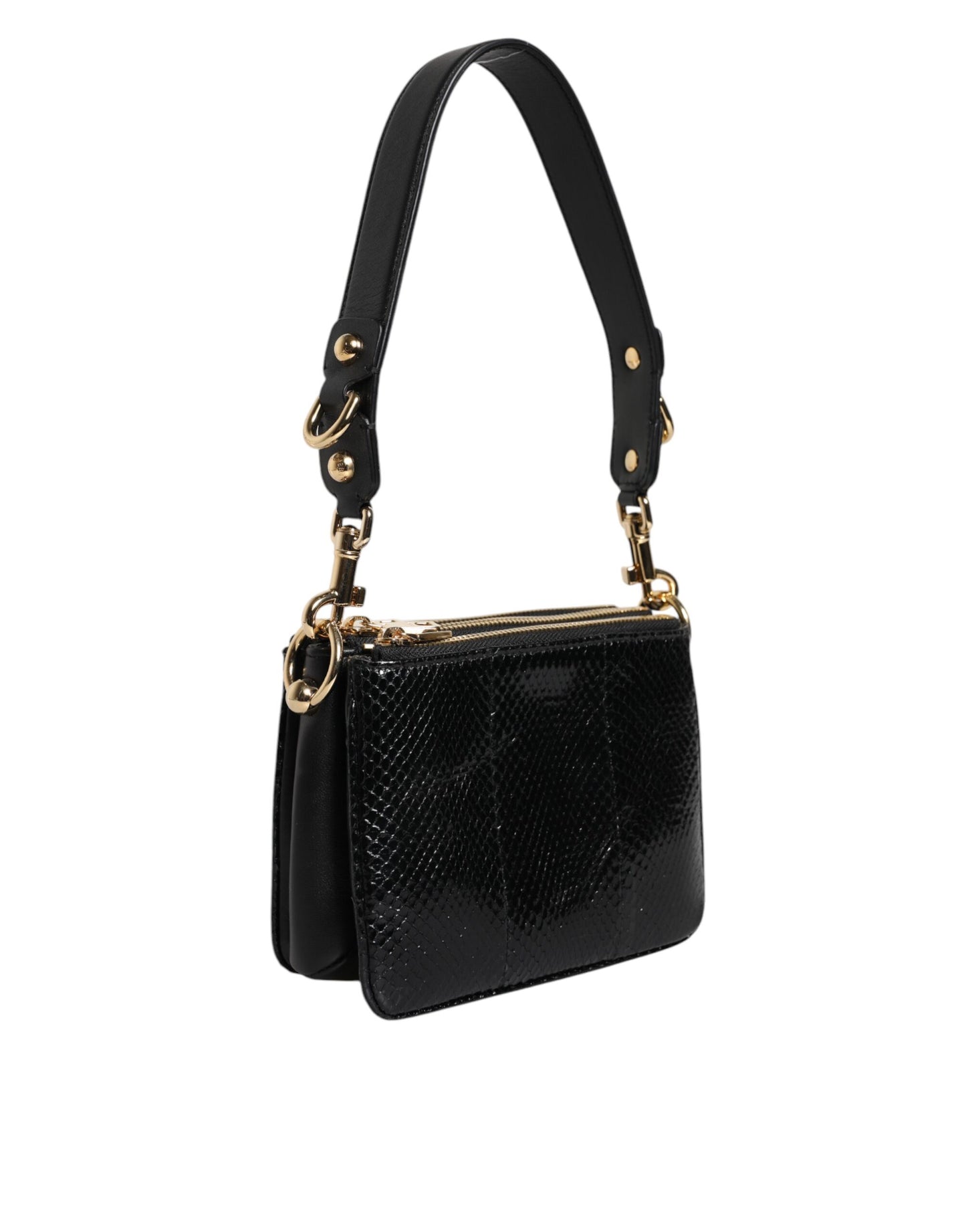 Pochette bandoulière en cuir exotique noir Dolce & Gabbana