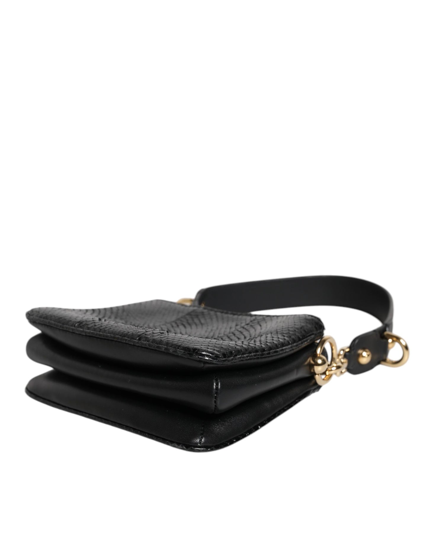 Pochette bandoulière en cuir exotique noir Dolce & Gabbana