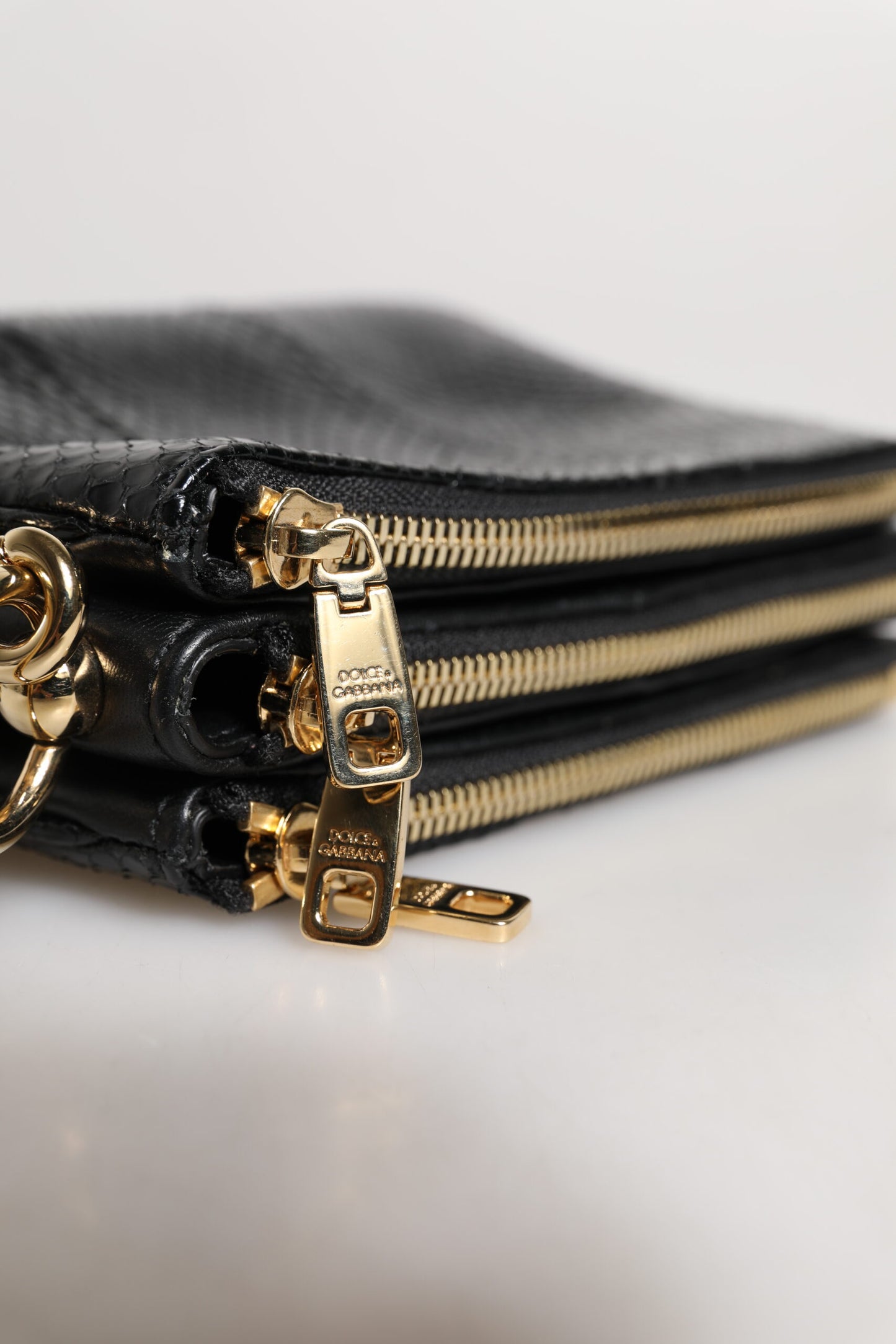 Pochette bandoulière en cuir exotique noir Dolce & Gabbana