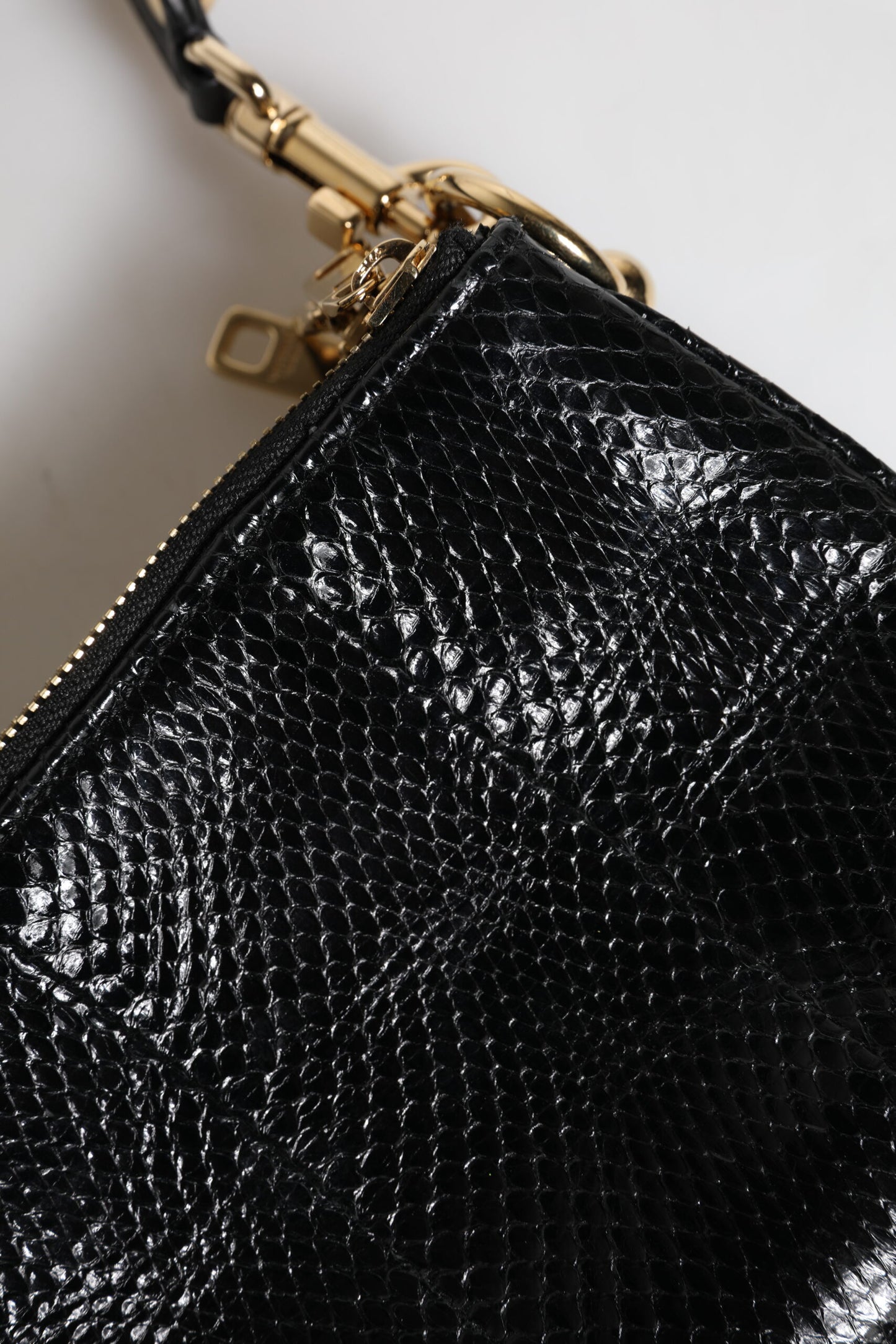 Pochette bandoulière en cuir exotique noir Dolce & Gabbana