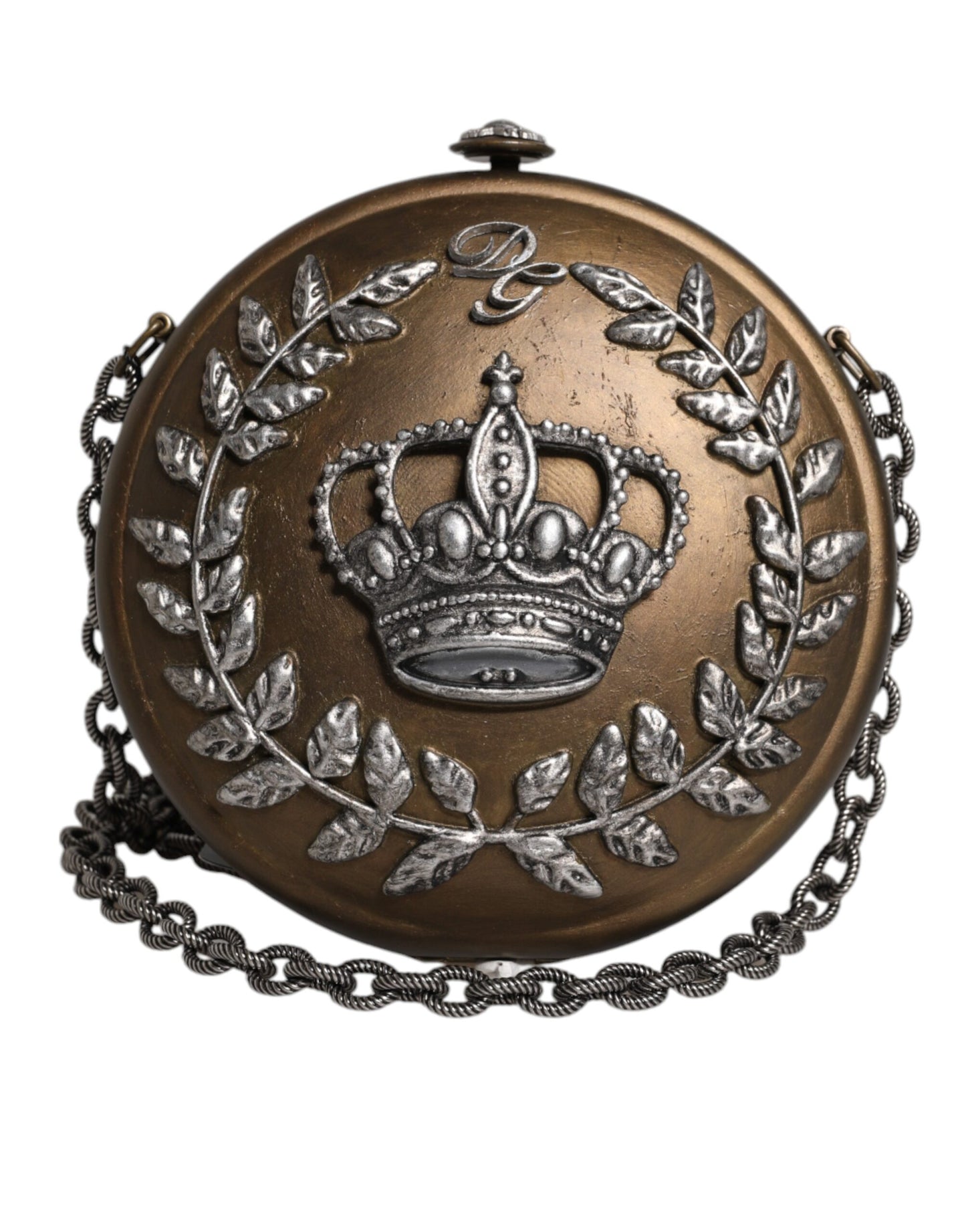Dolce & Gabbana – Clutch mit DG-Krone aus goldfarbenem Messing und Metall