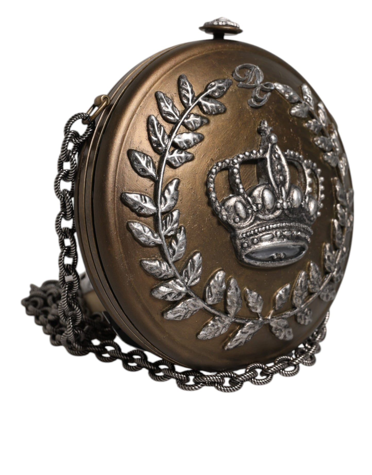 Dolce & Gabbana – Clutch mit DG-Krone aus goldfarbenem Messing und Metall
