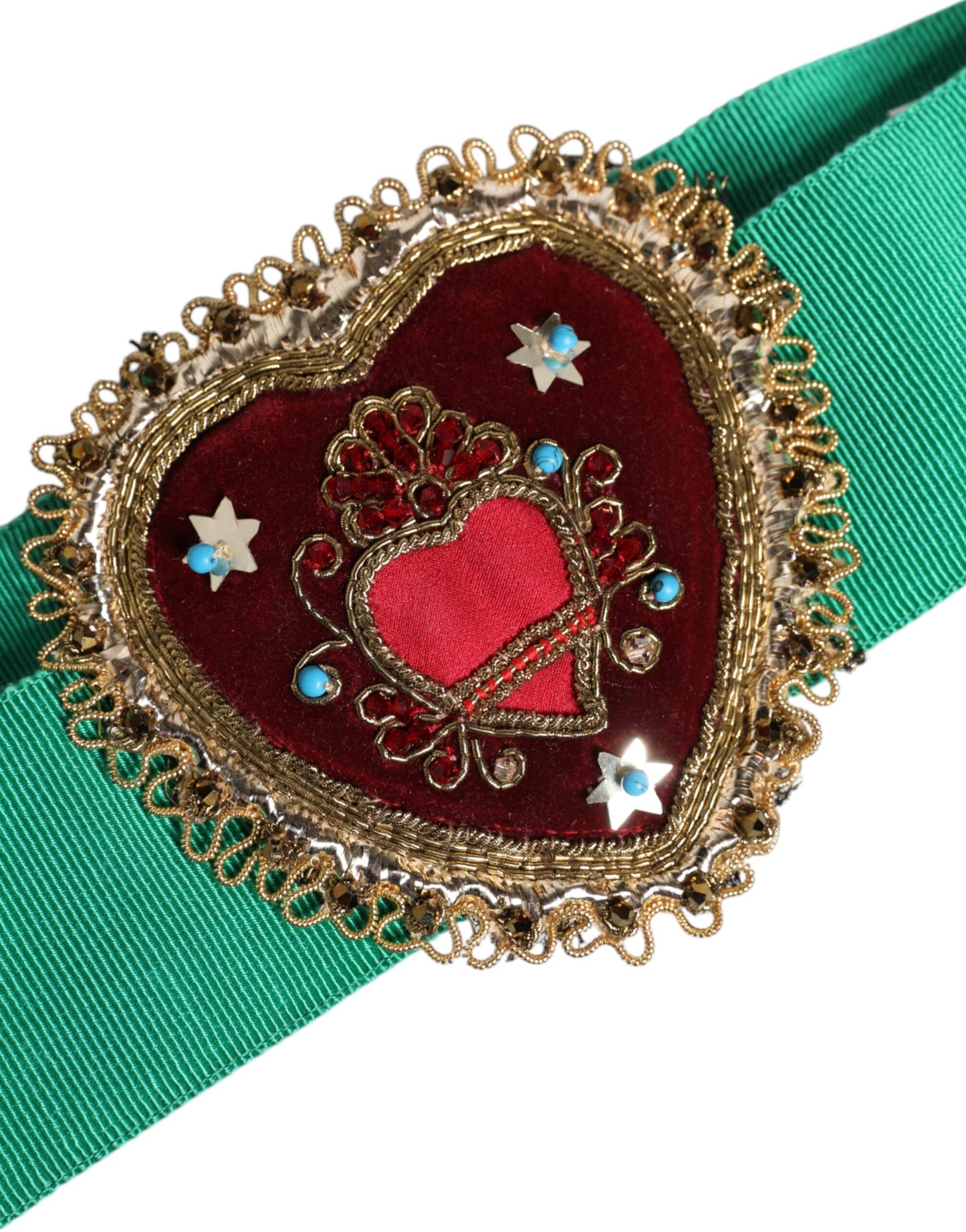 Ceinture extensible verte Dolce & Gabbana à taille large ornée de cœurs