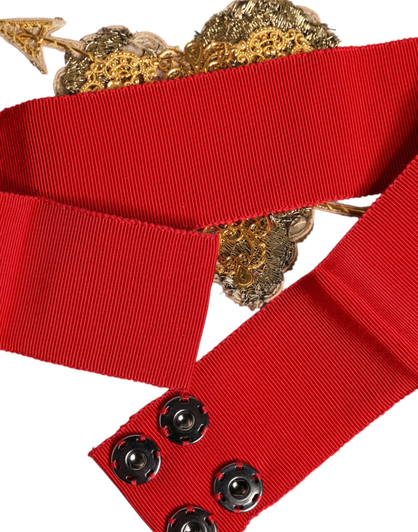 Dolce & Gabbana Red Stretch Wide Waist Heart Embellished Belt