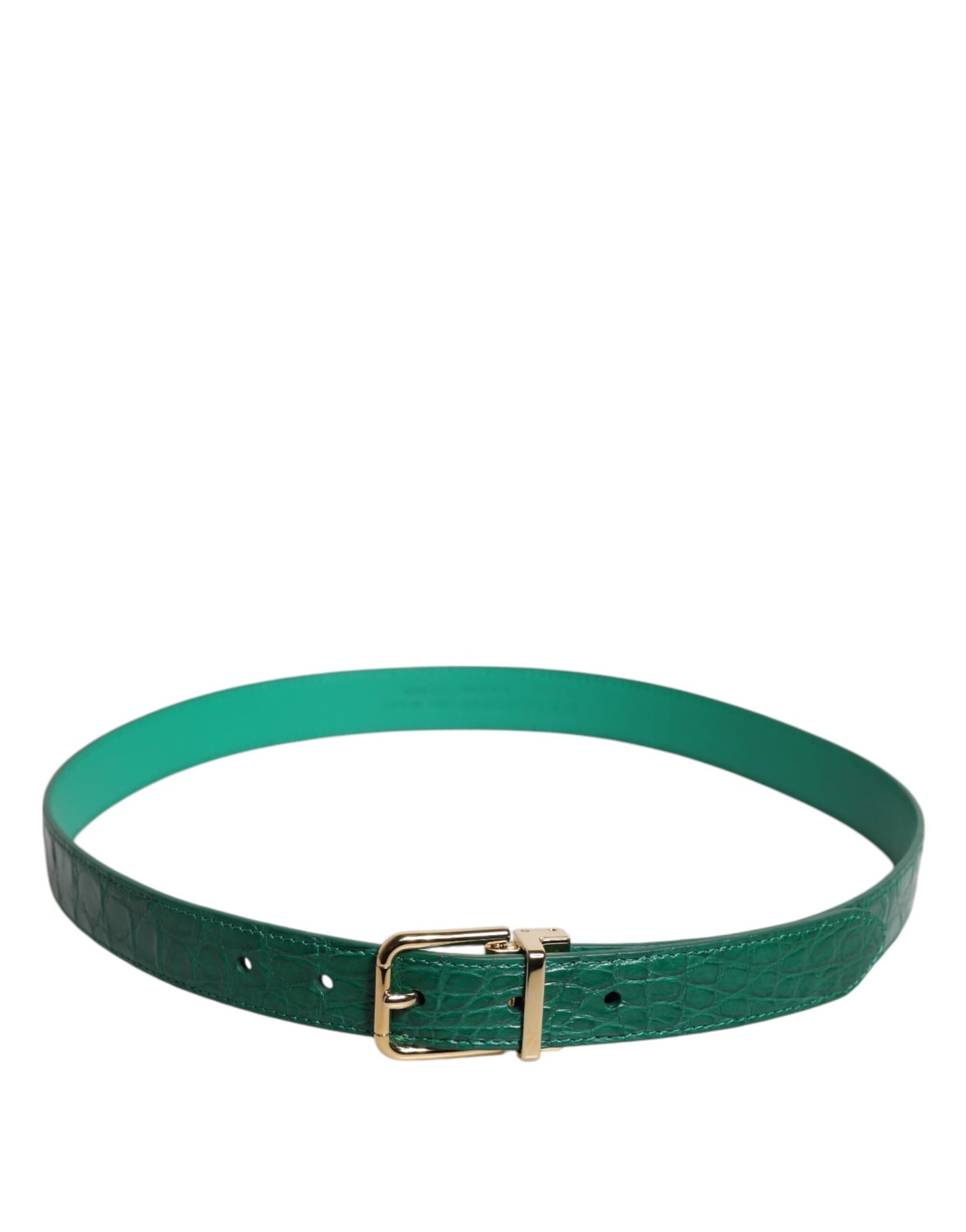Ceinture à boucle en métal avec logo en cuir vert Dolce & Gabbana