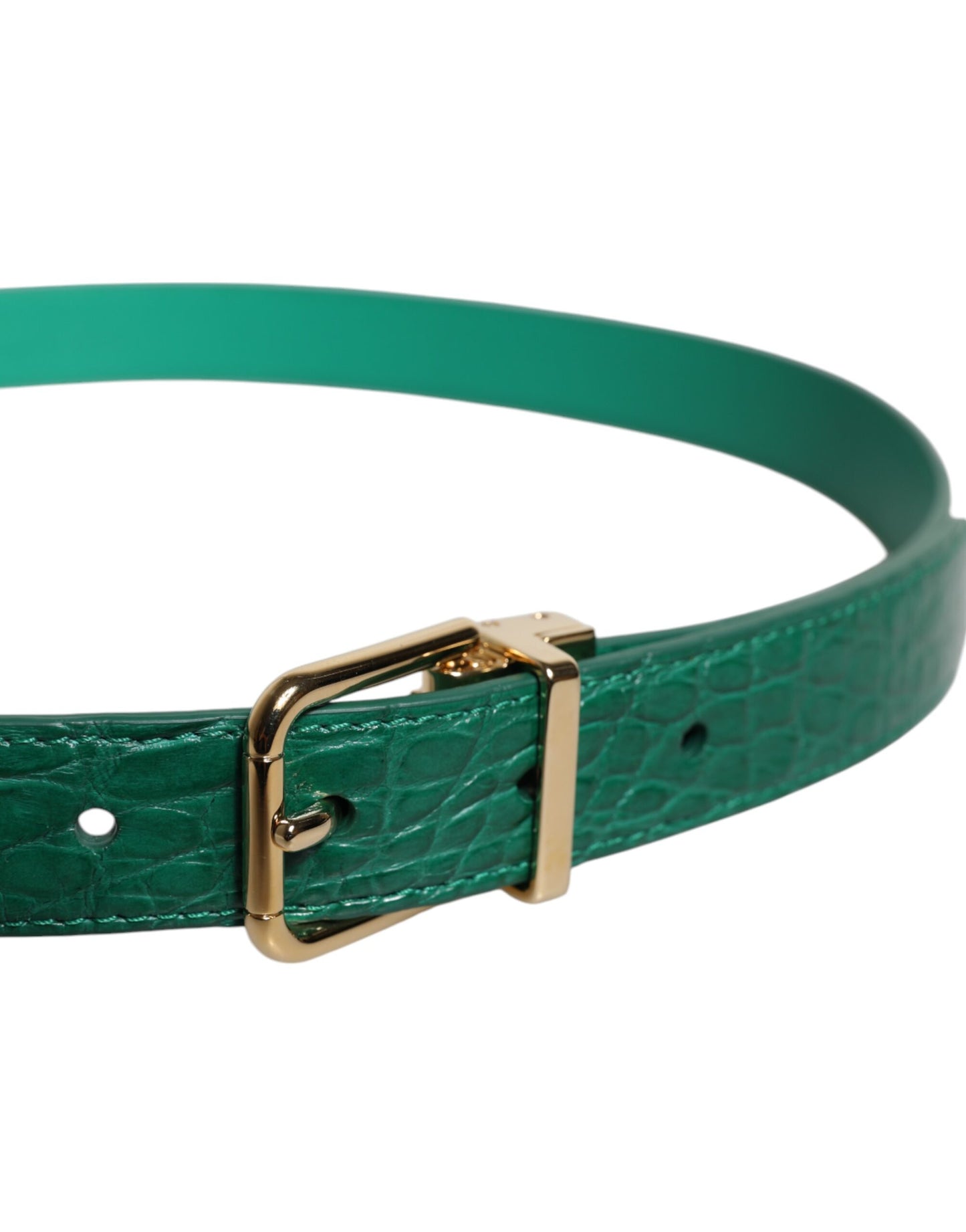 Ceinture à boucle en métal avec logo en cuir vert Dolce & Gabbana