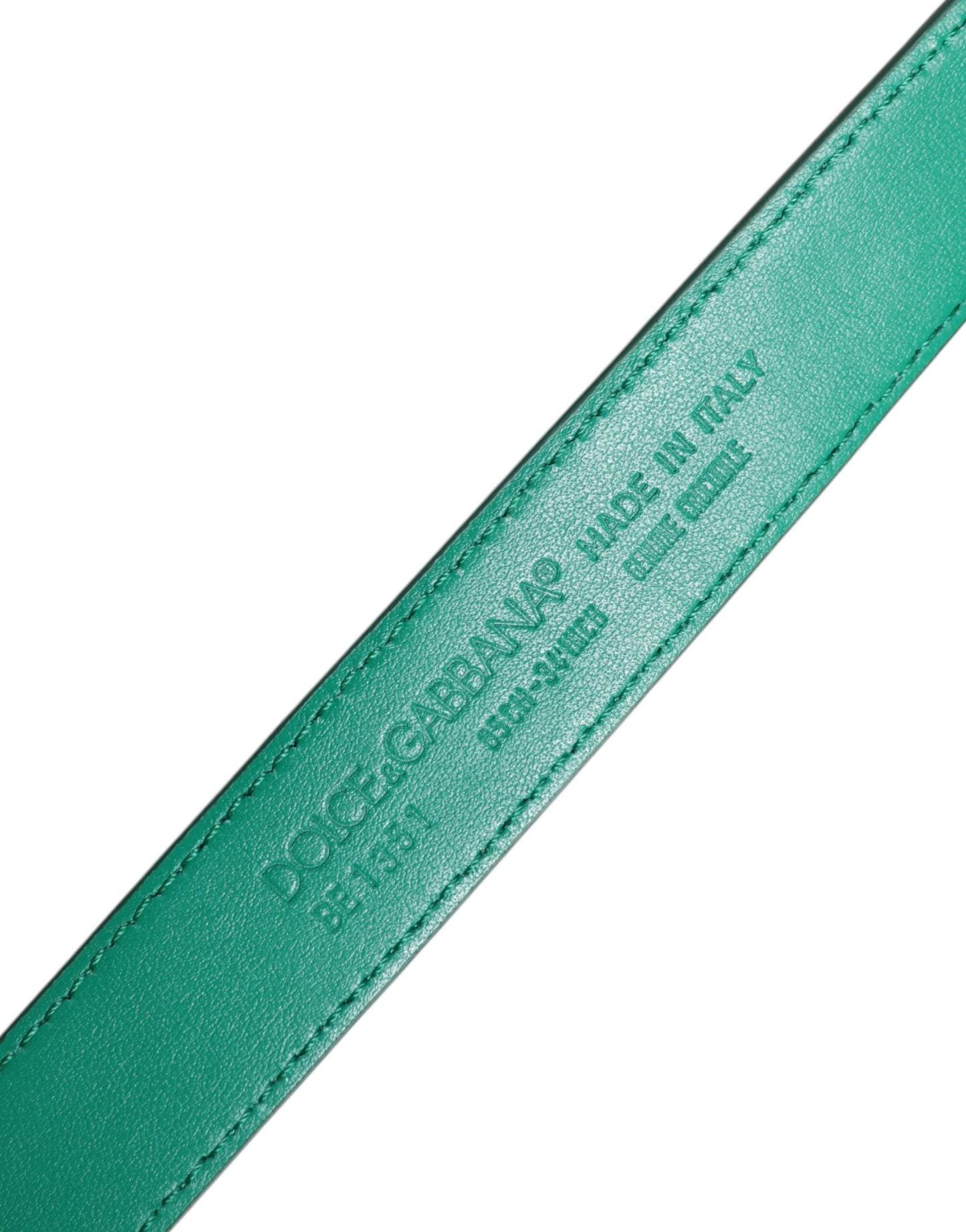 Ceinture à boucle en métal avec logo en cuir vert Dolce & Gabbana
